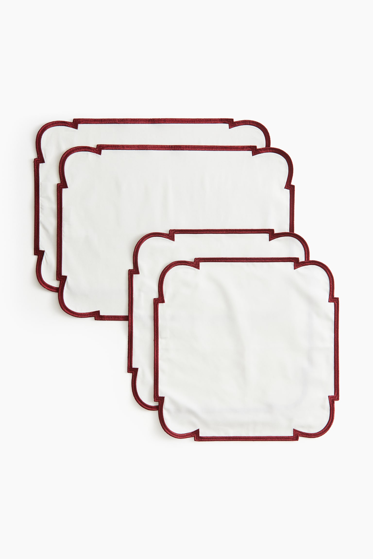 2-pack cotton place mats and napkins - White/White - 1