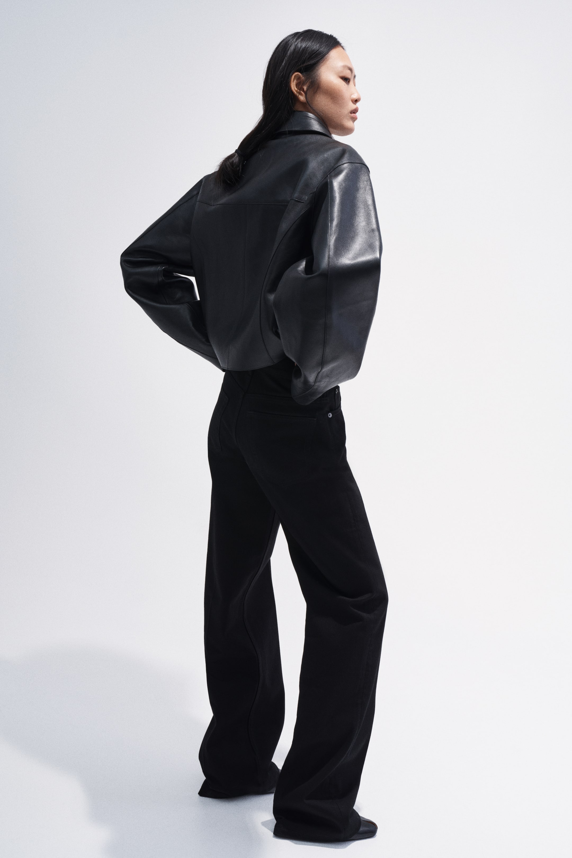 Wide-Leg Creased Jeans
