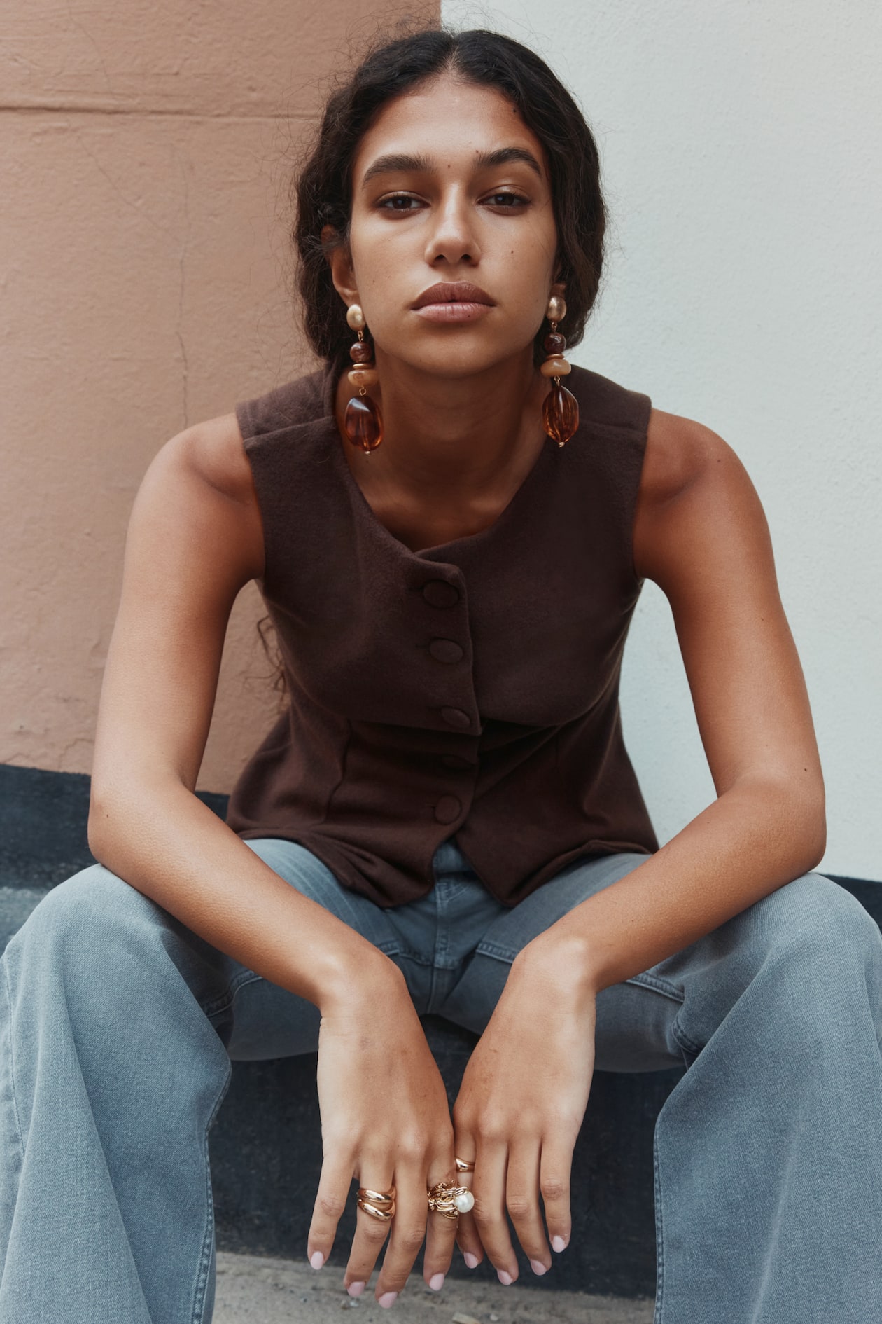 Gilet sans manches en jersey - Marron - FEMME | H&M FR