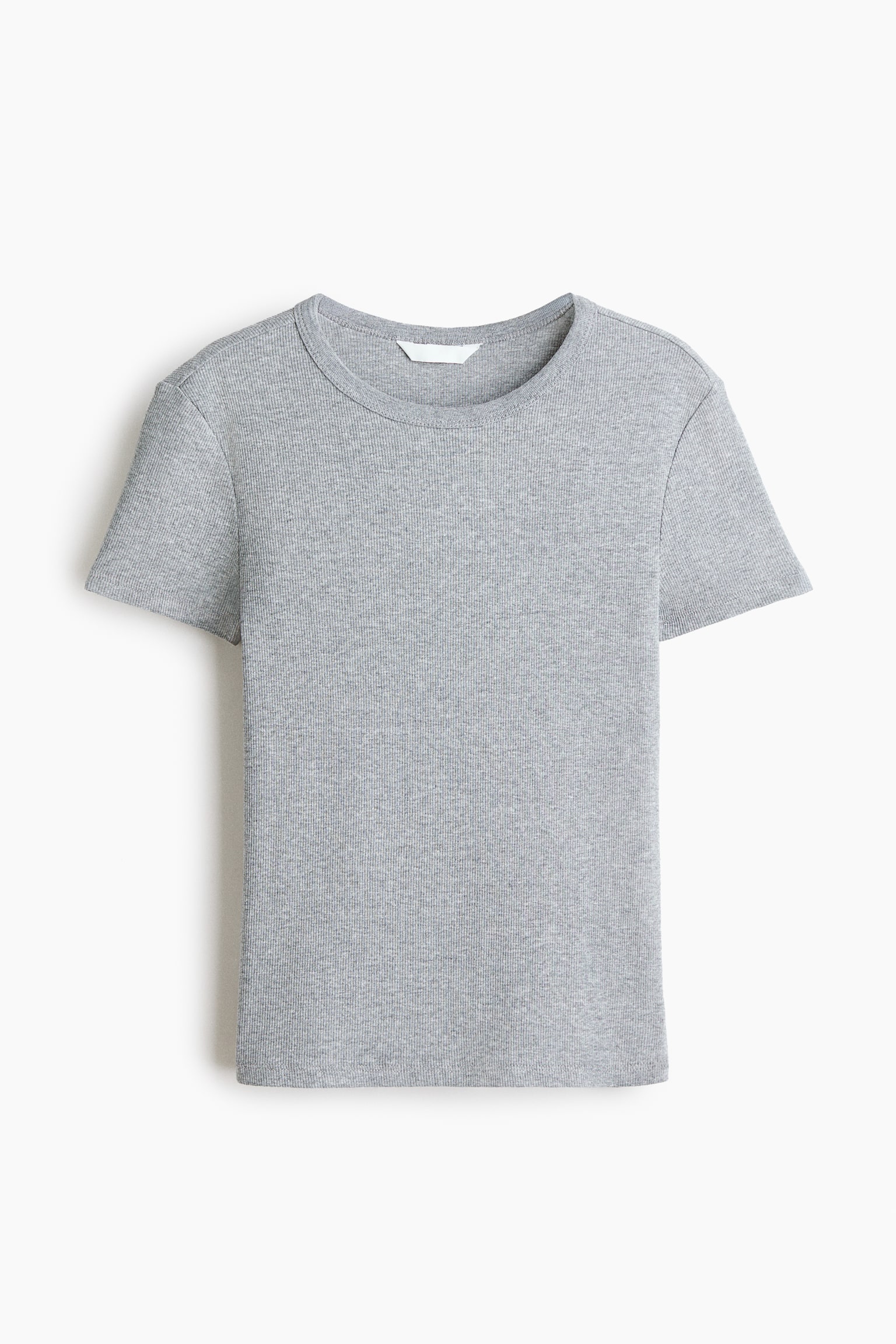Ribbed T-shirt - Grey marl/White/White/Striped/Dark grey/Grey marl/Light beige/Dark grey/Dusty purple - 1