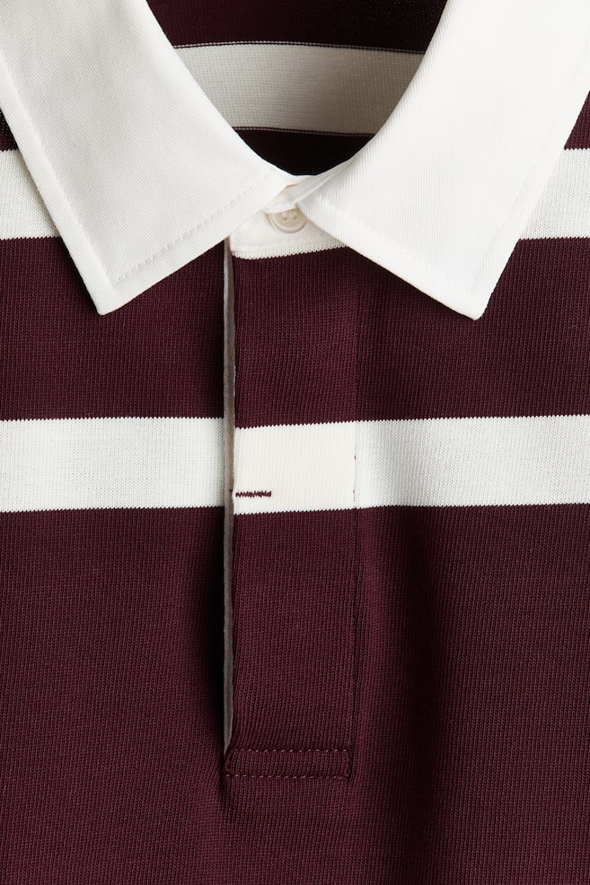 Loose-Fit Cotton Rugby Shirt - Burgundy/striped/White/striped - 3