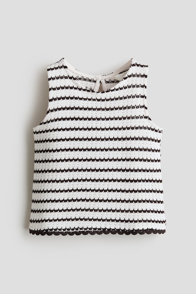 Top in maglia di cotone traforata - Bianco/nero righe/Rosa/righe/Bianco/rosso righe - 1