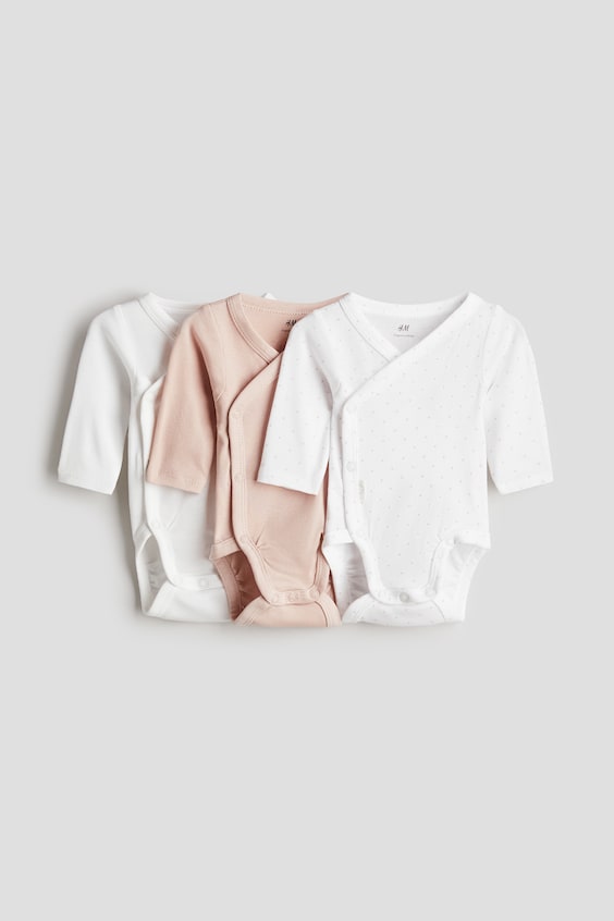 Детские боди H&M на запахе, комплект 3 шт