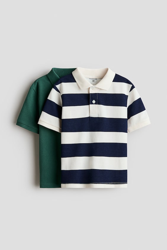Детские рубашки H&M 2-Pack Cotton Piqué Polo Shirts