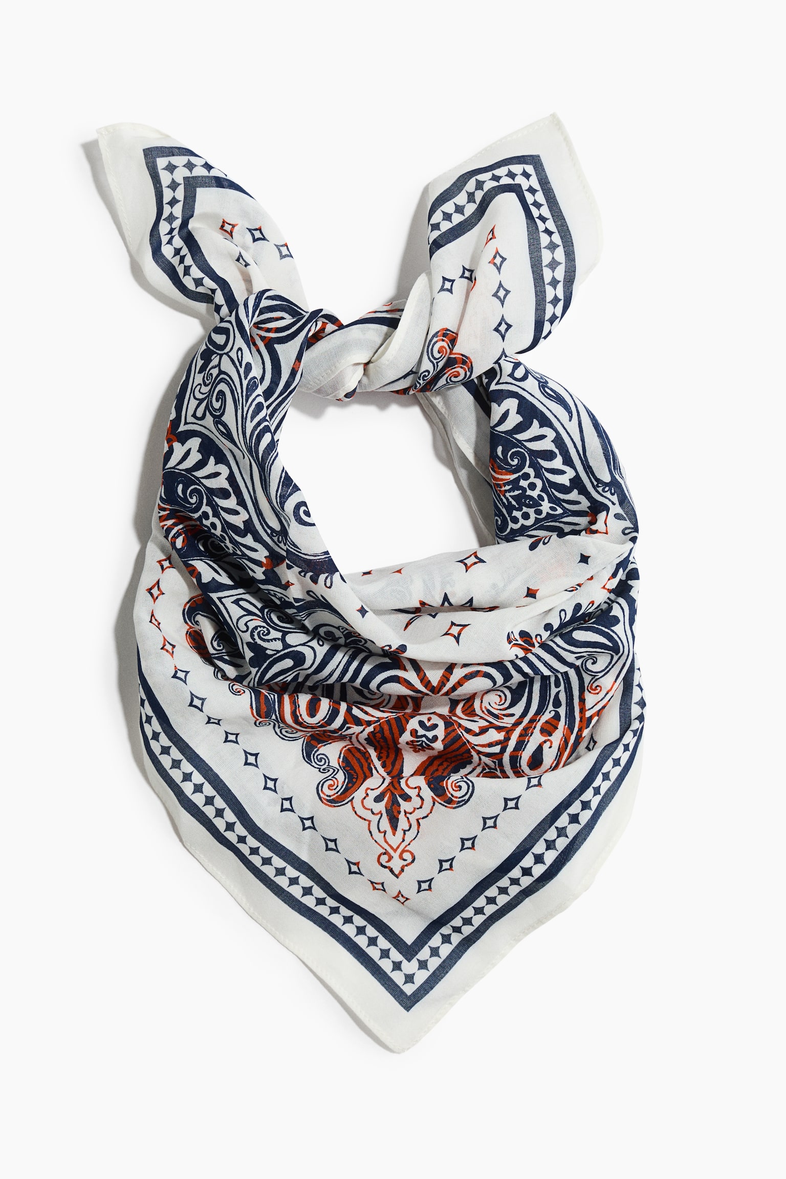 Patterned neck scarf - Dark orange/Paisley pattern/Black/Paisley pattern - 1