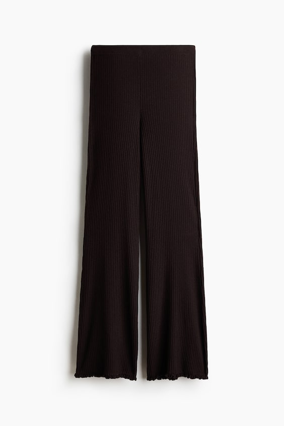 Женские брюки H&M Flared Rib-Knit Linen-Blend Pants