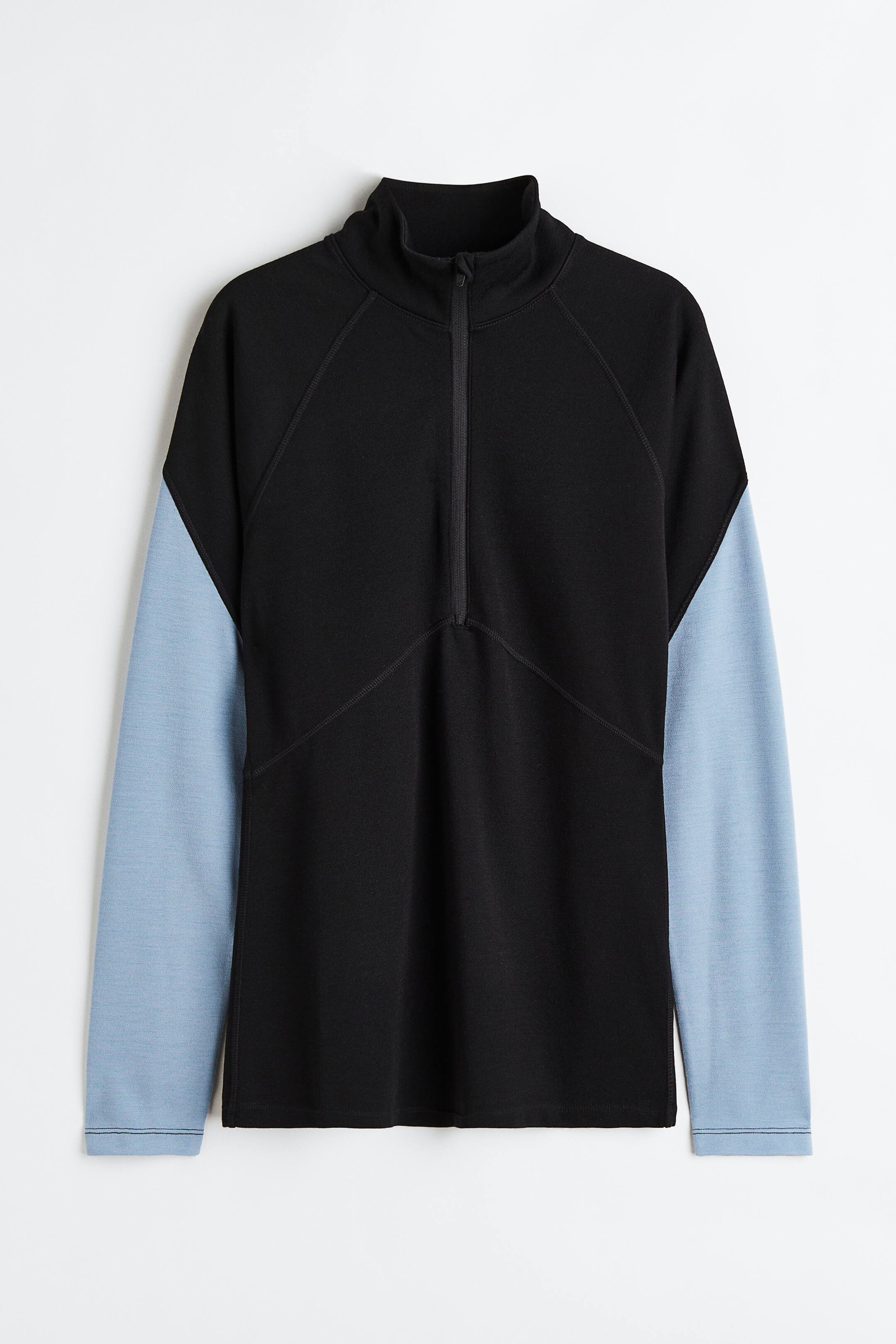 View larger image: Wool-blend Base-layer Top - Black/light blue - Ladies | H&M US 1