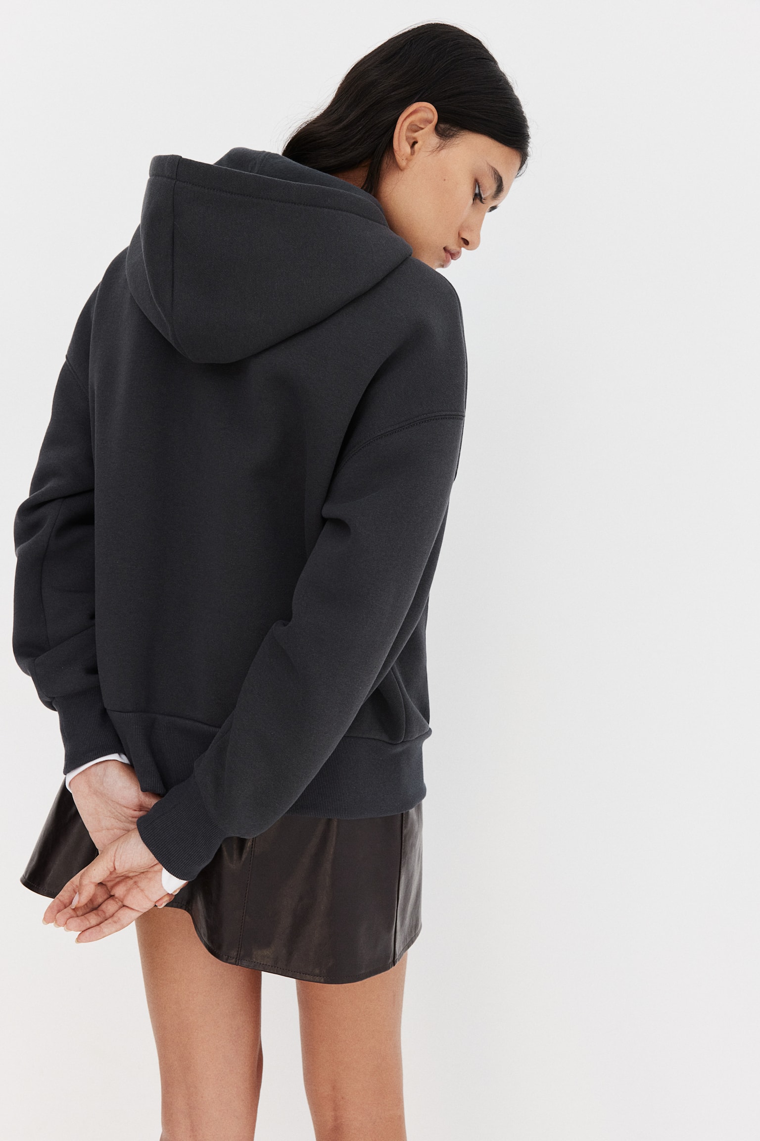 Oversized zip-through hoodie - Dark grey/Burgundy/Light beige/Light dusty pink - 6