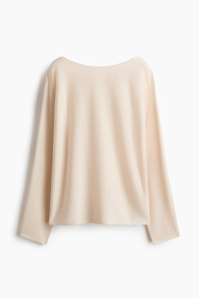 Boat-Neck Sweater - Light beige/Dark beige - 1
