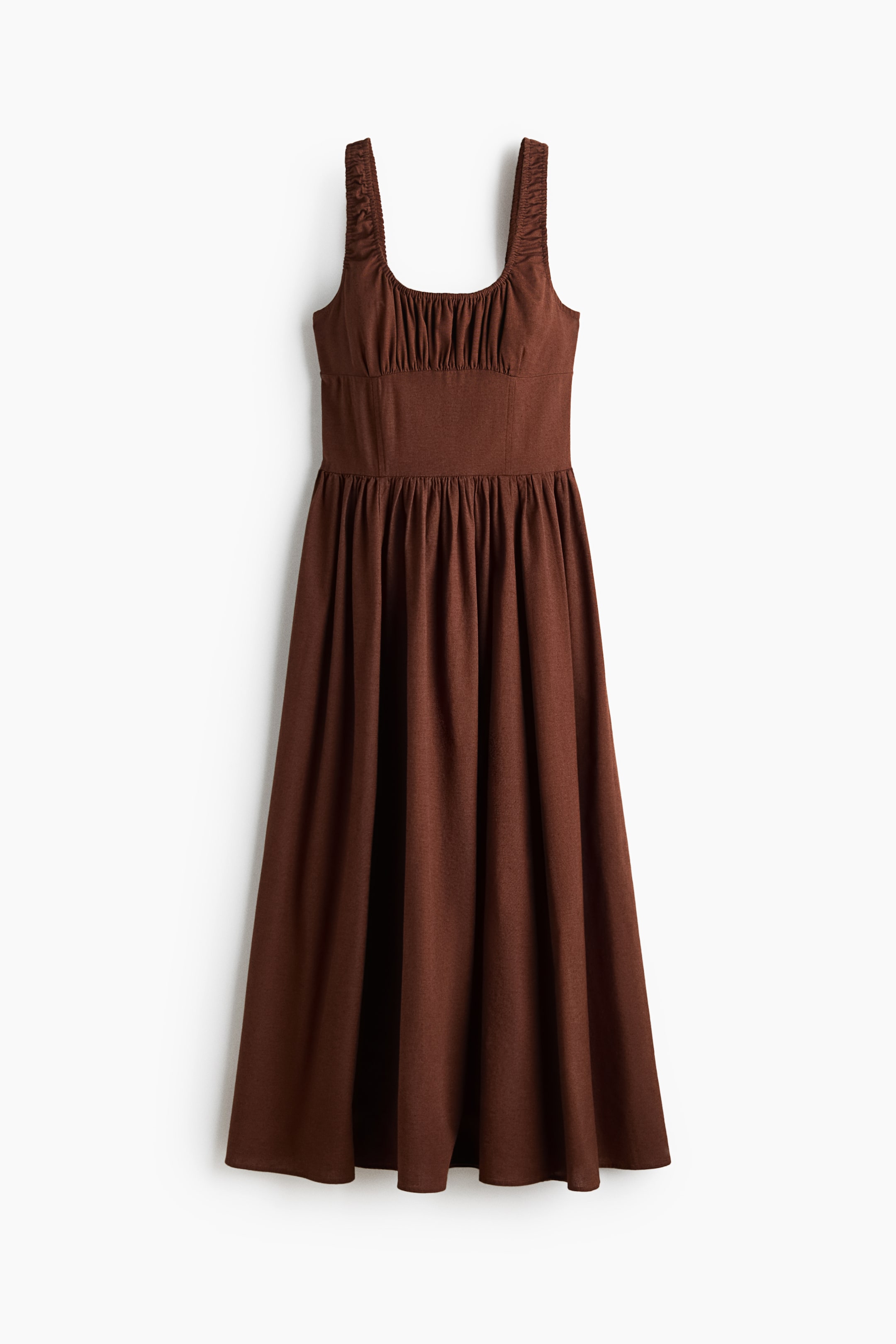 Женские платья H&M Ruched Linen-Blend Dress
