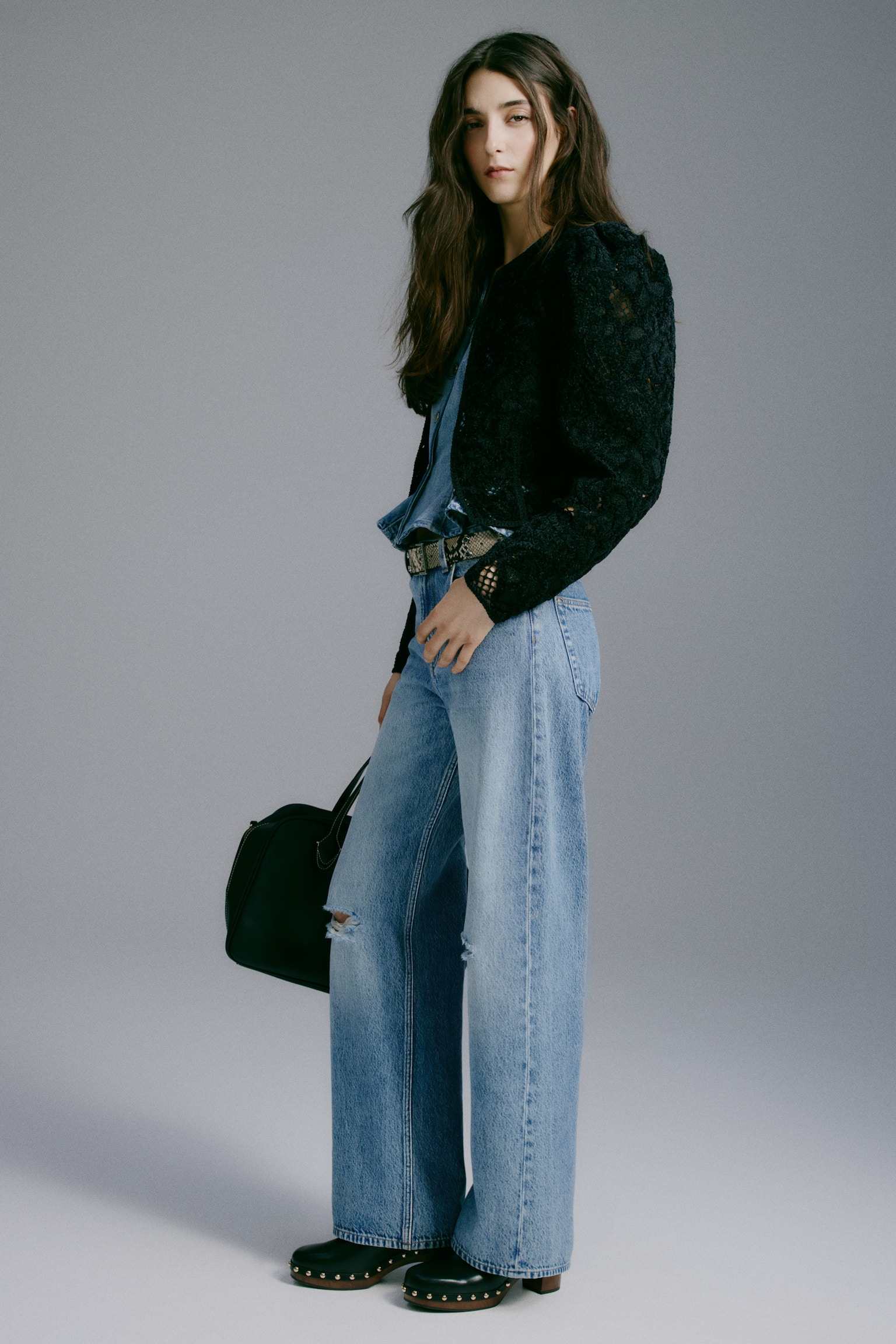 Wide High Jeans - Блакитний денім/Світло-сірий/Світло-блакитний денім/Блакитний денім/Синій денім/Світло-бежевий/Синій денім/Синій денім/Синій денім/тонкі смужки/Блакитний денім/Сірий денім/Сірий/Білий/Блакитний денім - 4