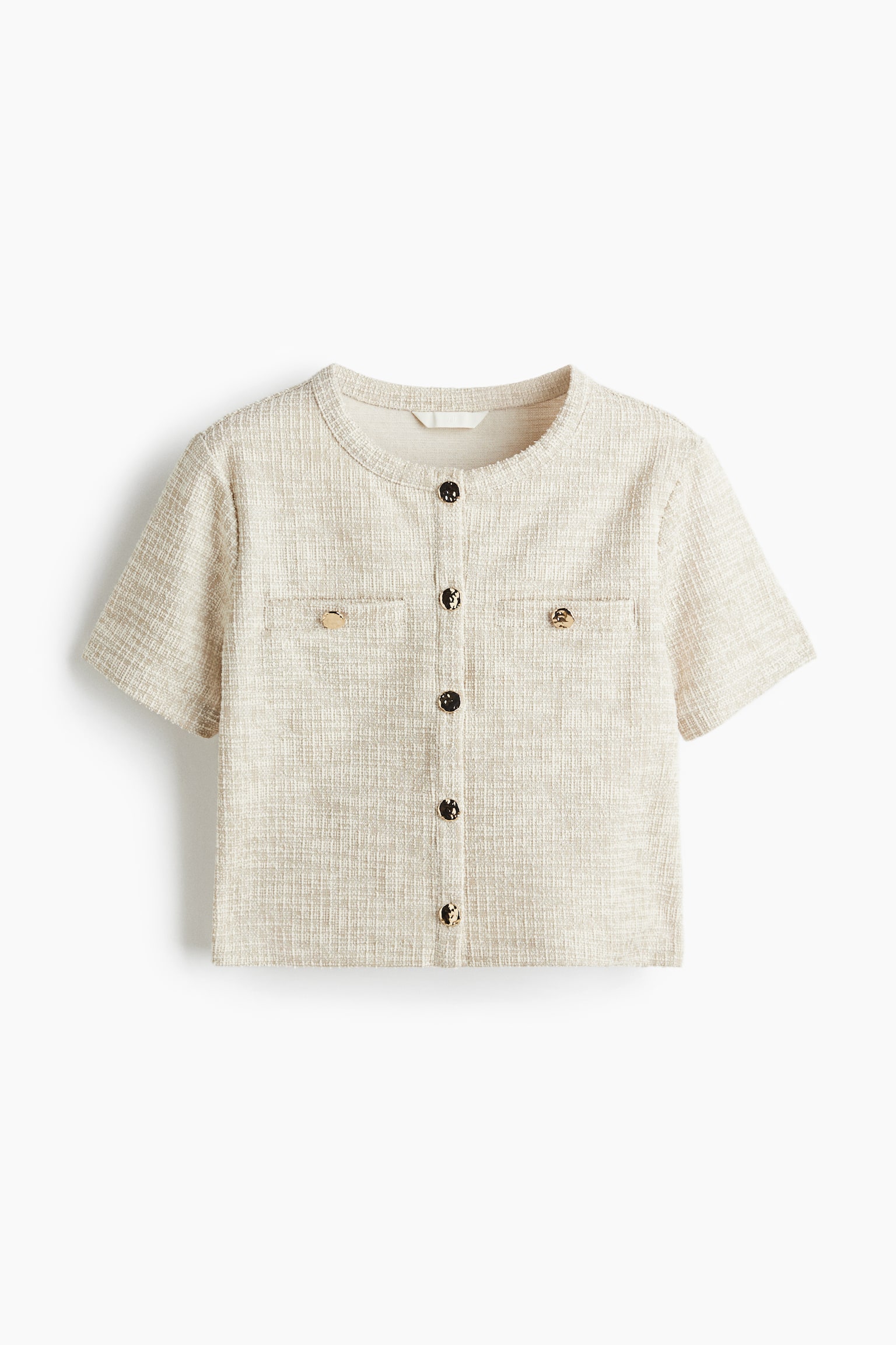 Áo cardigan bằng jersey vân nổi - Màu be nhạt đốm - 1