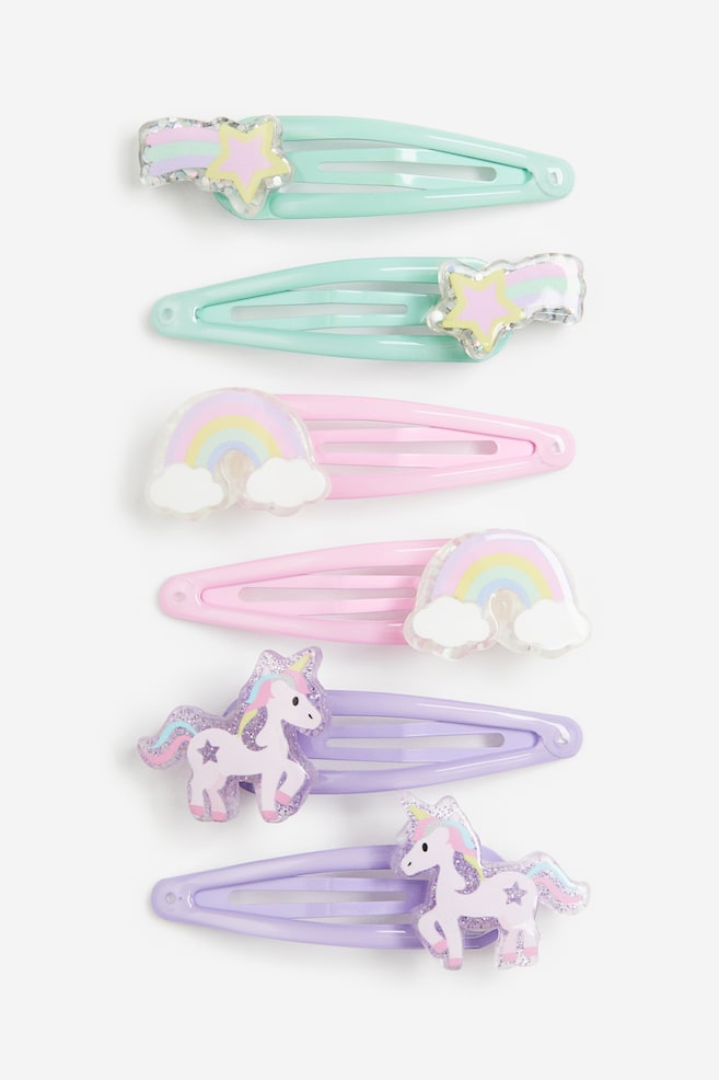 6-pack hair clips - Light pink/Rainbow/Silver-coloured/Butterfly - 1
