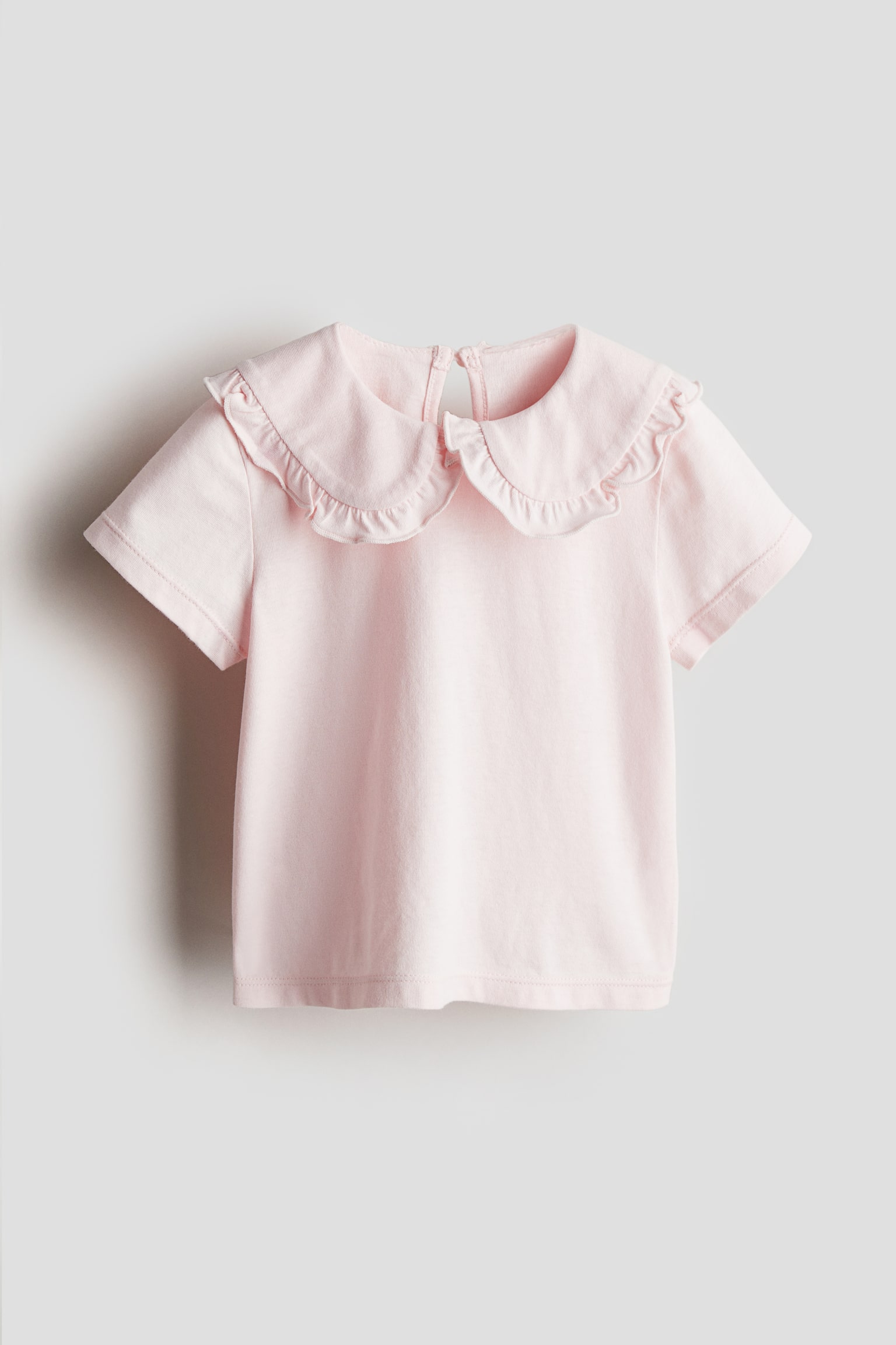 Collared Jersey Top - Light pink/Navy blue - 1