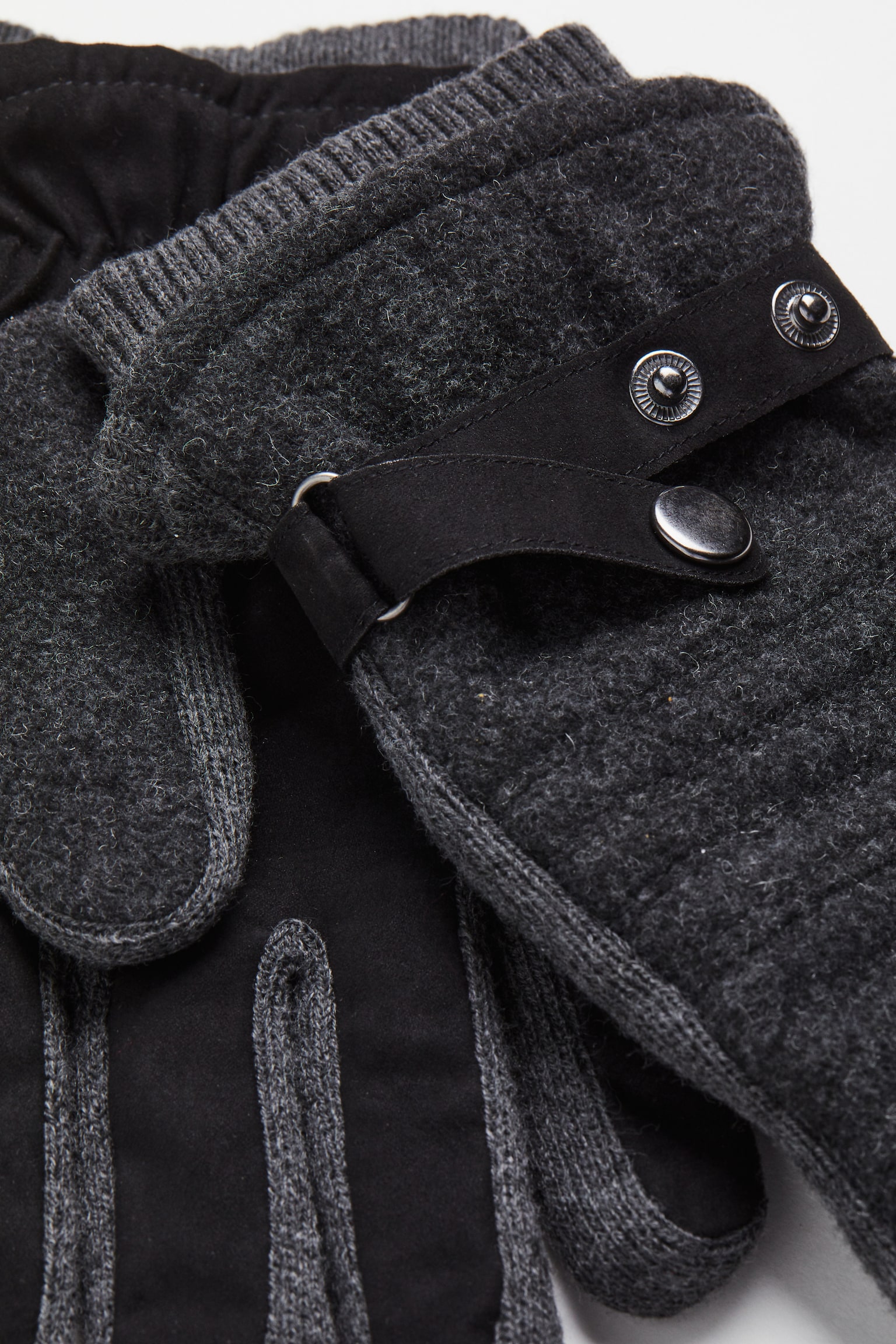 Wool-blend gloves - Dark grey marl/Black - 2