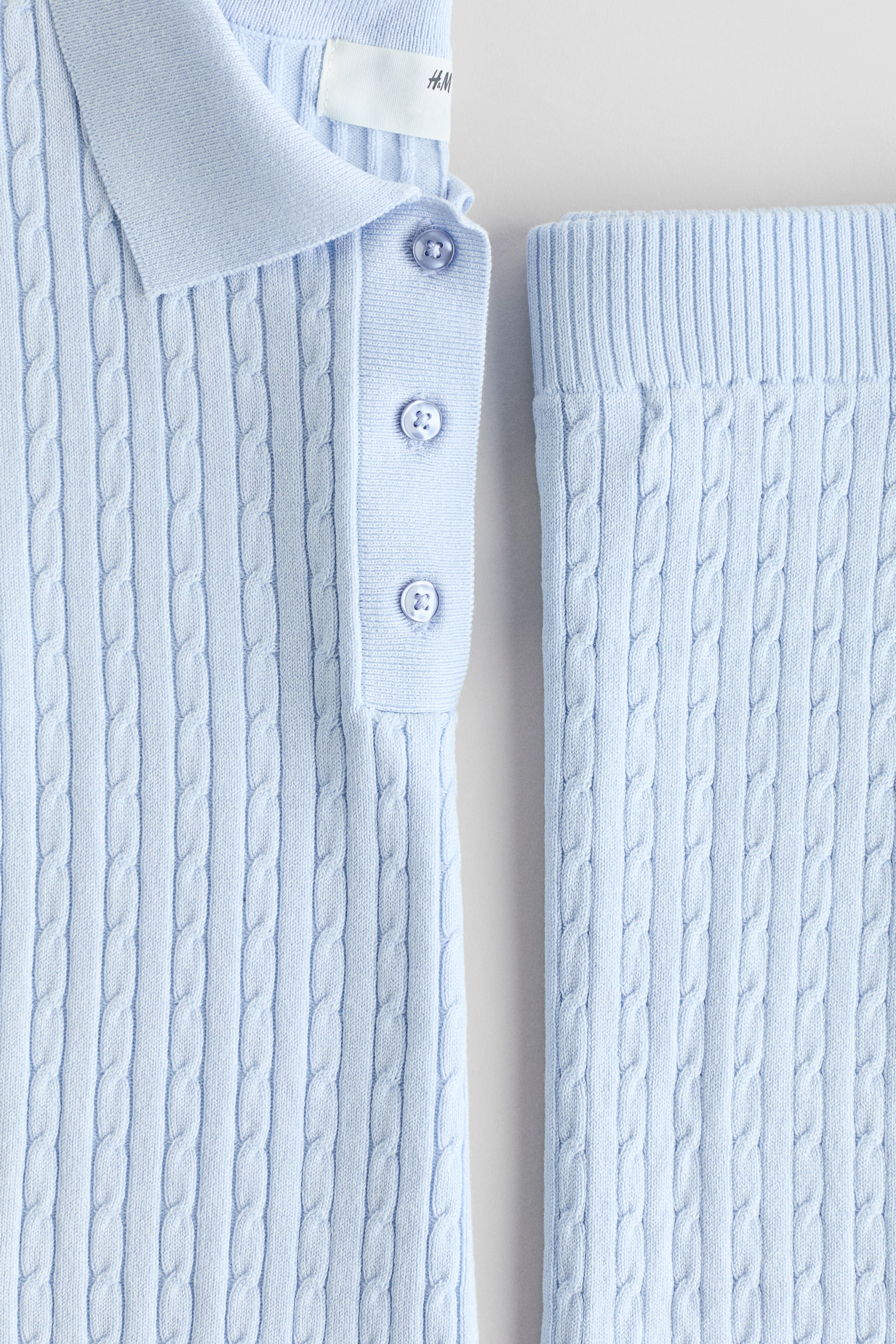 2-piece cable-knit set - Light blue/Light pink - 2