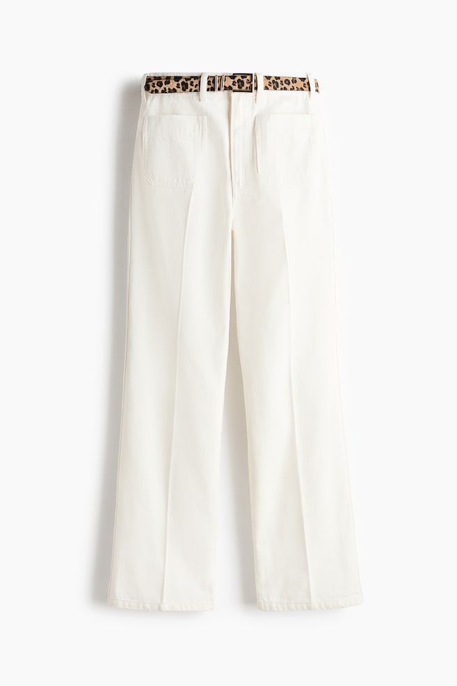 Straight Leg High Waist Jeans - White/leopard print - 1