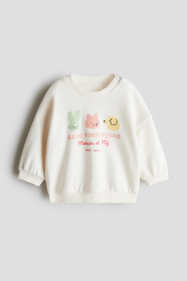 Sweater met print - Roomwit/Good vibes squad - 1