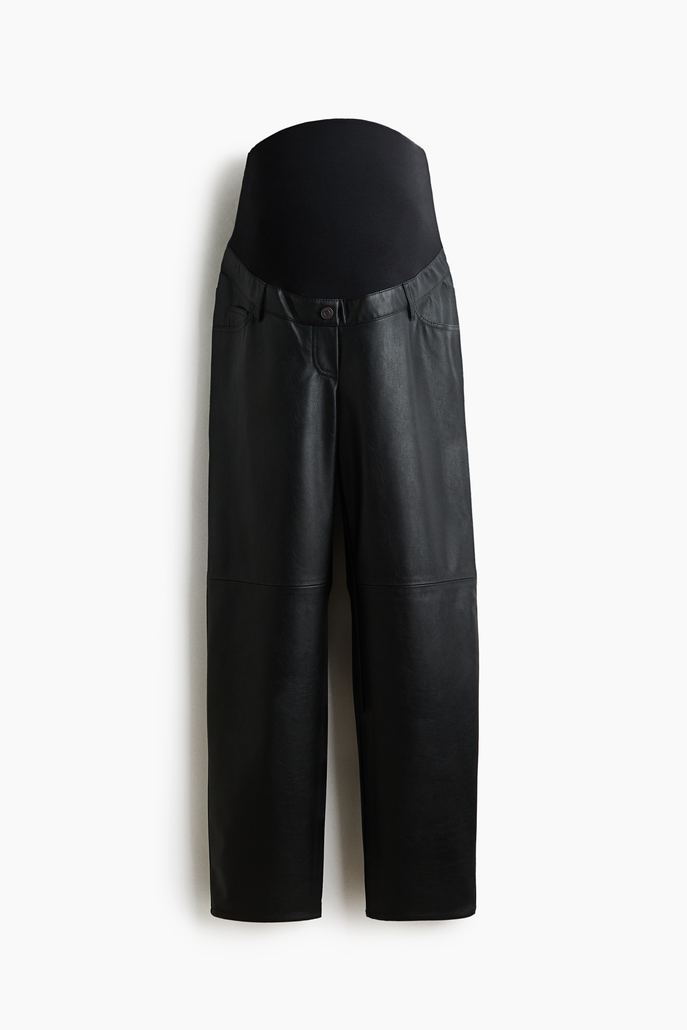 MAMA Broek met coating - Zwart/Donker kakigroen