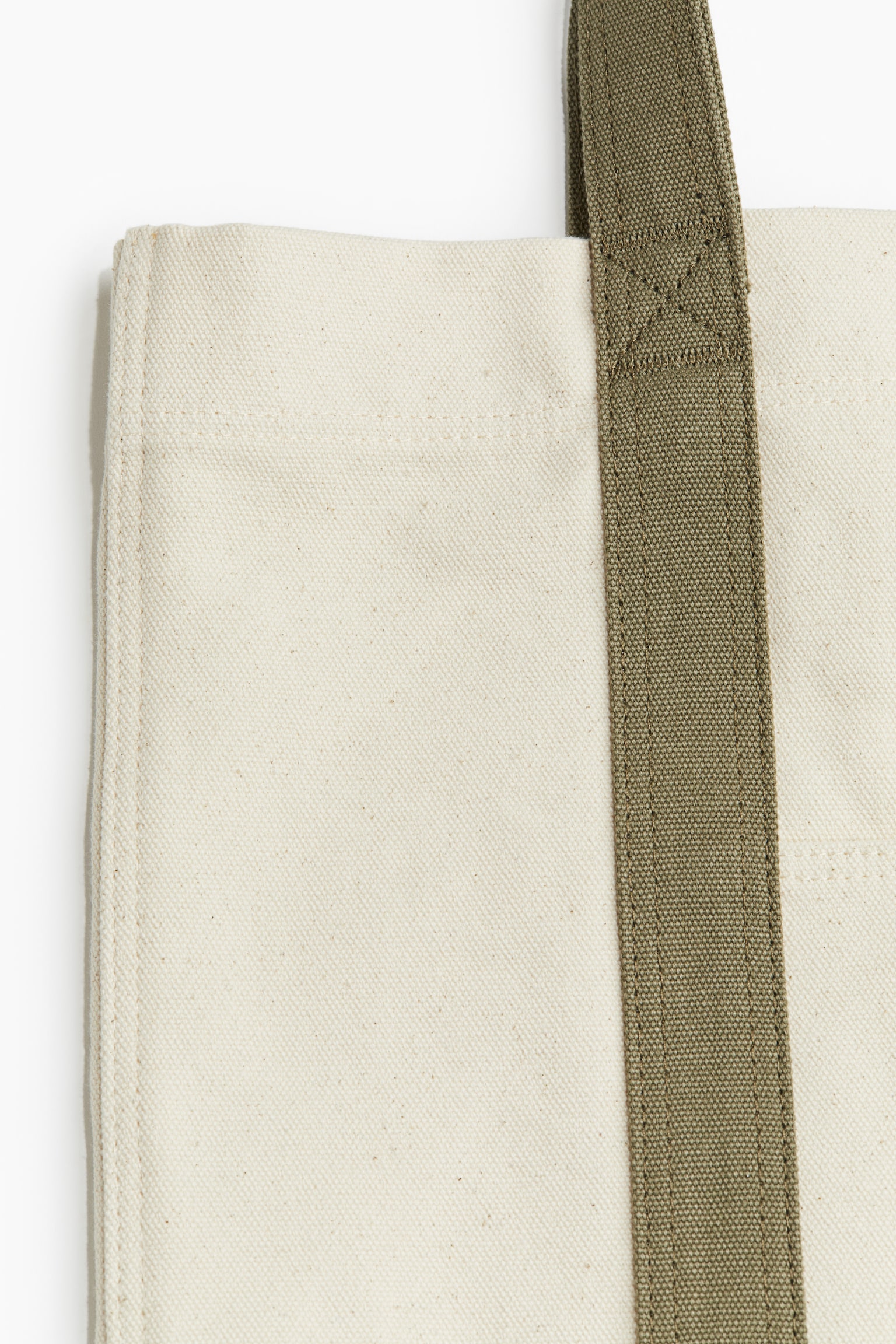 Canvas shopper - Natural white/Khaki green/Natural white - 3