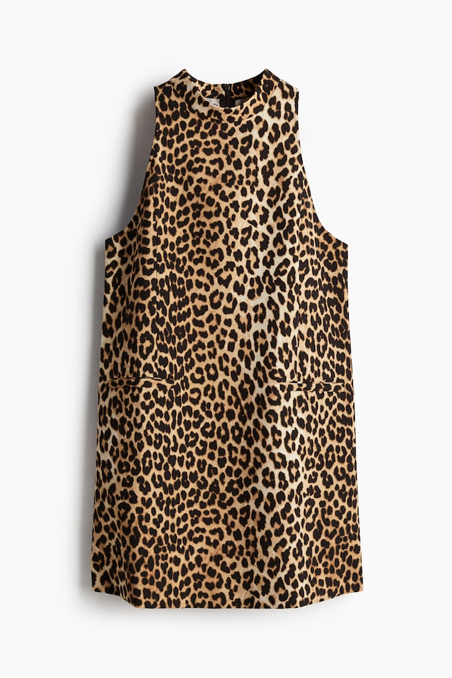 Bedrucktes Minikleid - Beige/Leopardenprint - 1