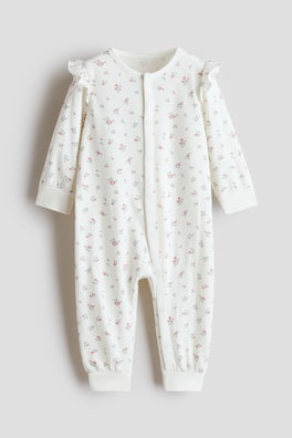 Pyjamasoverall i bomull med volang