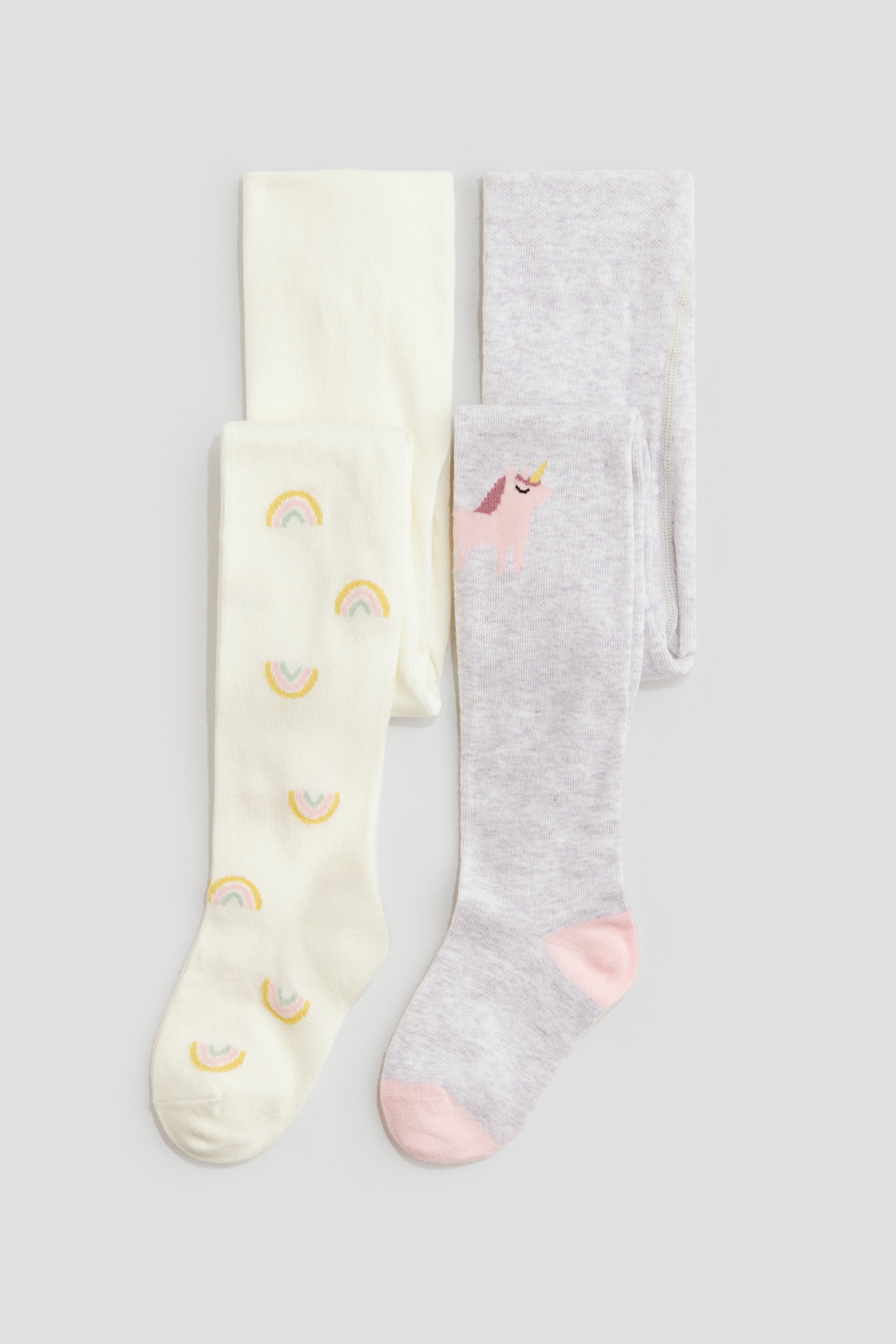 Ragazze - Bianco/arcobaleni Calzamaglie sottili, 2 pz - Size: 122/128 (6-8Y)  - H&M