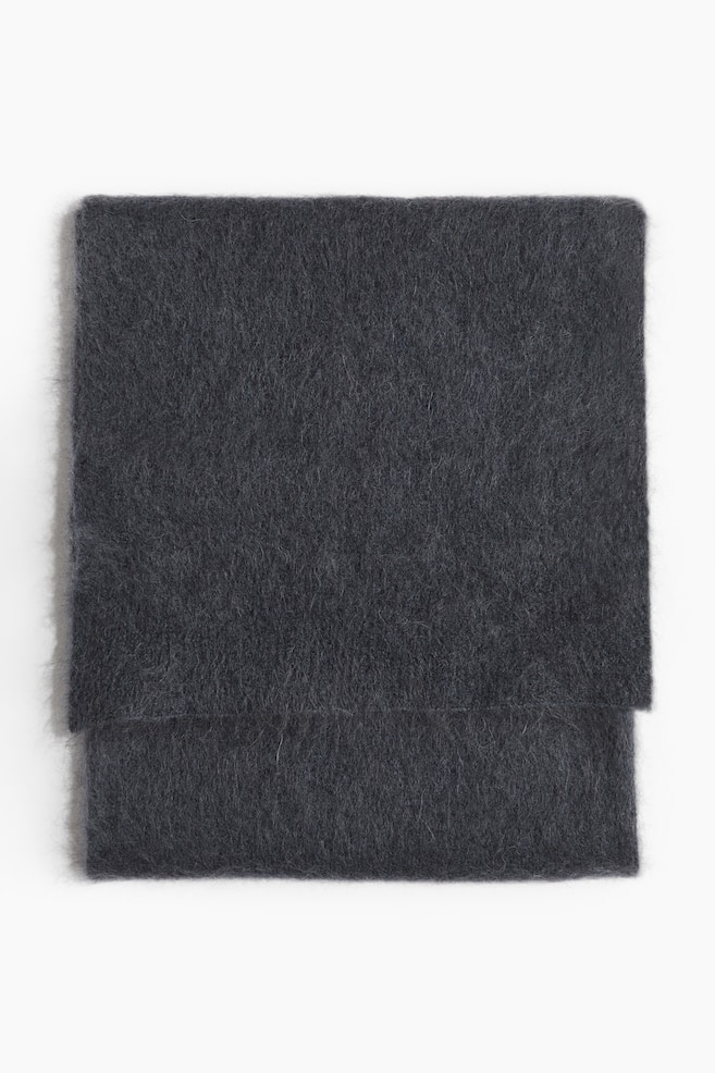 Sciarpa in misto mohair - Grigio scuro/Beige chiaro - 1