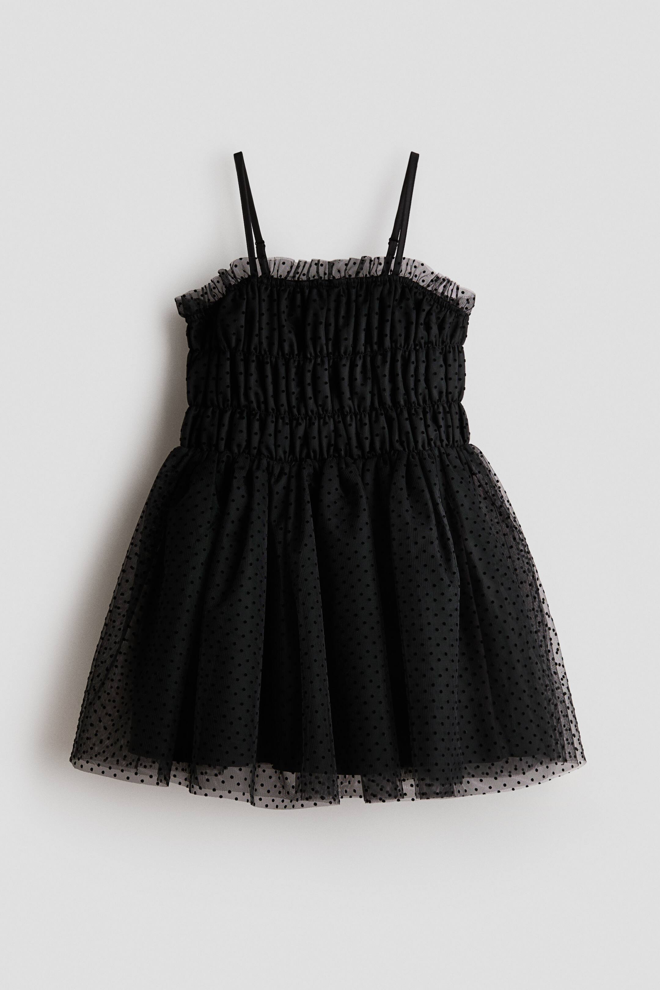 View larger image: Smocked tulle dress - Black - Kids | H&M 1
