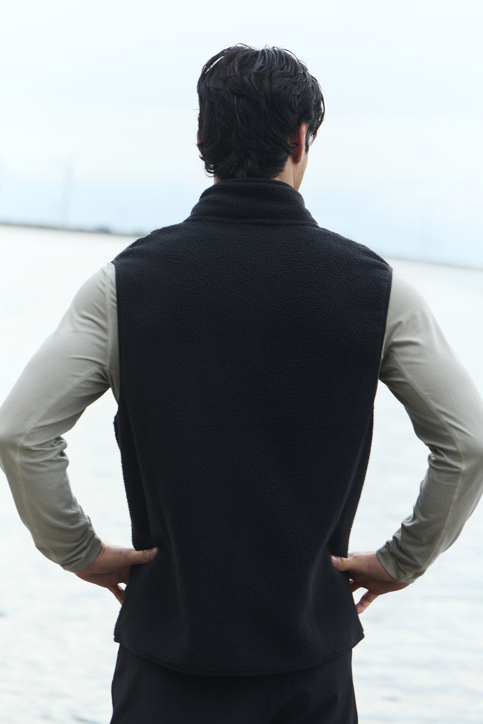 Regular Fit Teddy Sports gilet - Black - 3