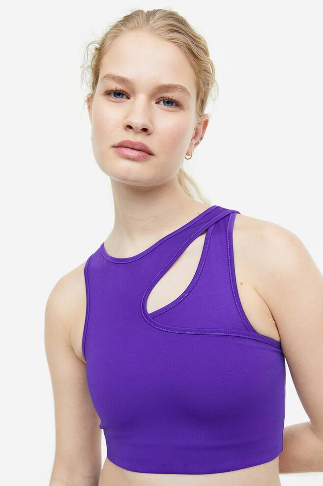 DryMove™ Medium Support Sports bra - Dark purple/Black/Teal/Light beige - 1