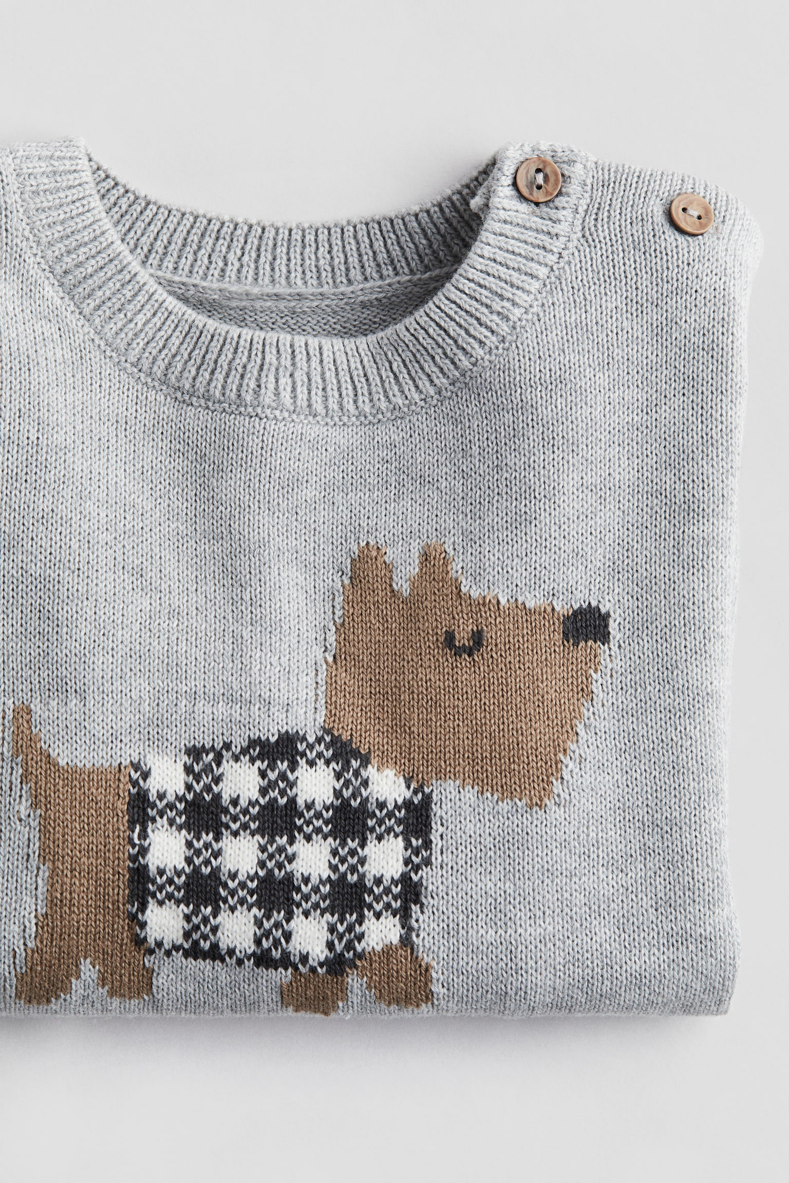 Cotton-knit jumper - Grey/Dog/Green/White/Dinosaurs/Beige/Striped/Dark grey/Dark red/Striped/Beige/Fox - 2