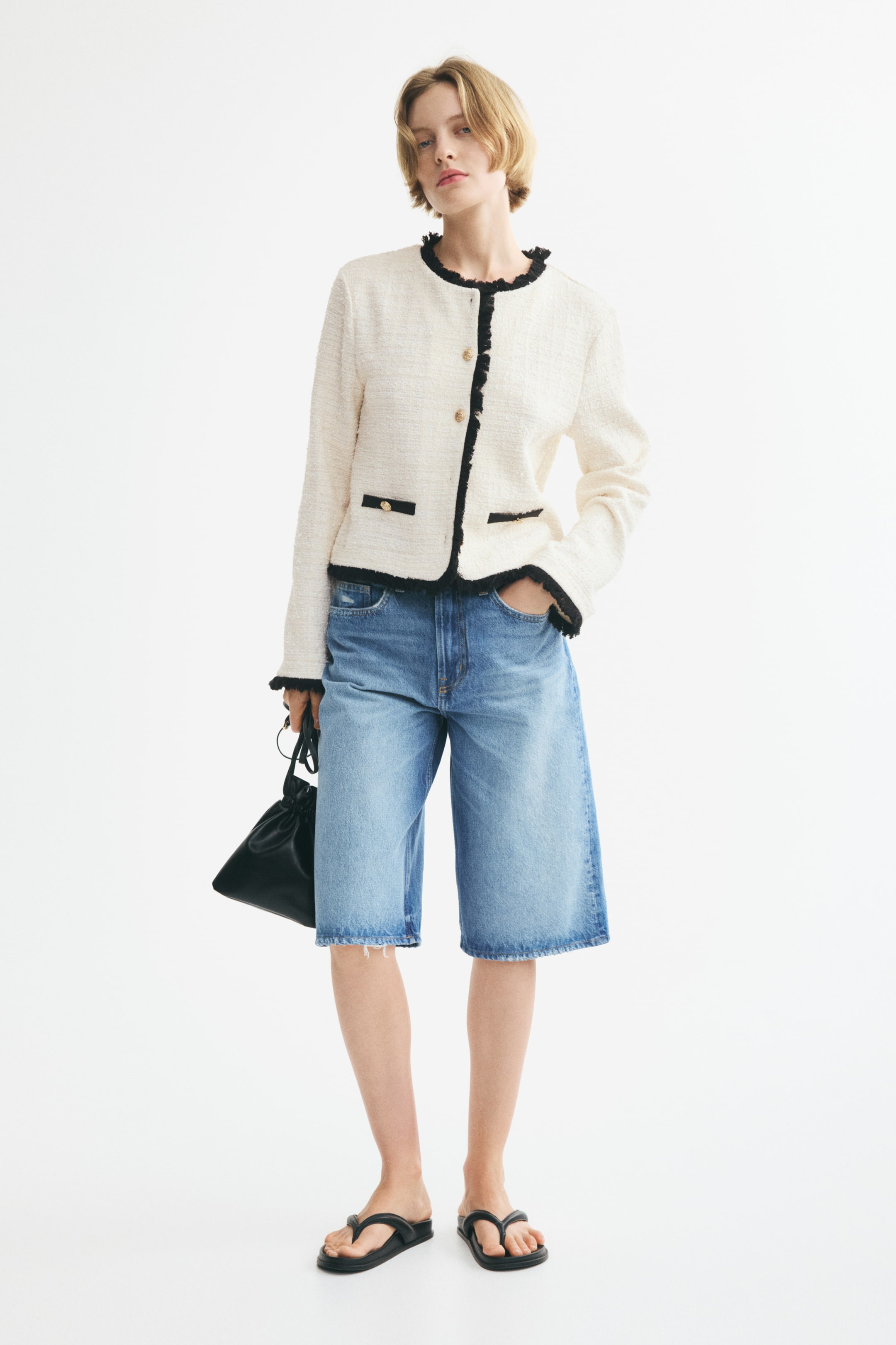 Женские куртки H&M Bouclé-Knit Jacket with Fringe — фото 3