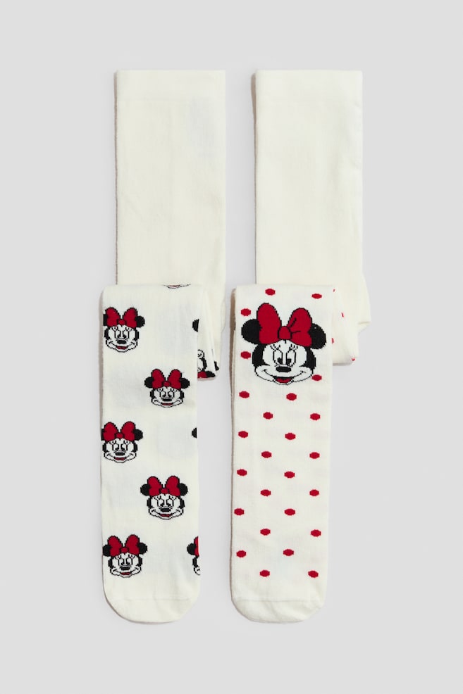 2er-Pack Strumpfhosen mit Jacquardmuster - Weiß/Minnie Maus/Hellrosa/Hello Kitty/Hellblau/Lilo & Stitch - 1