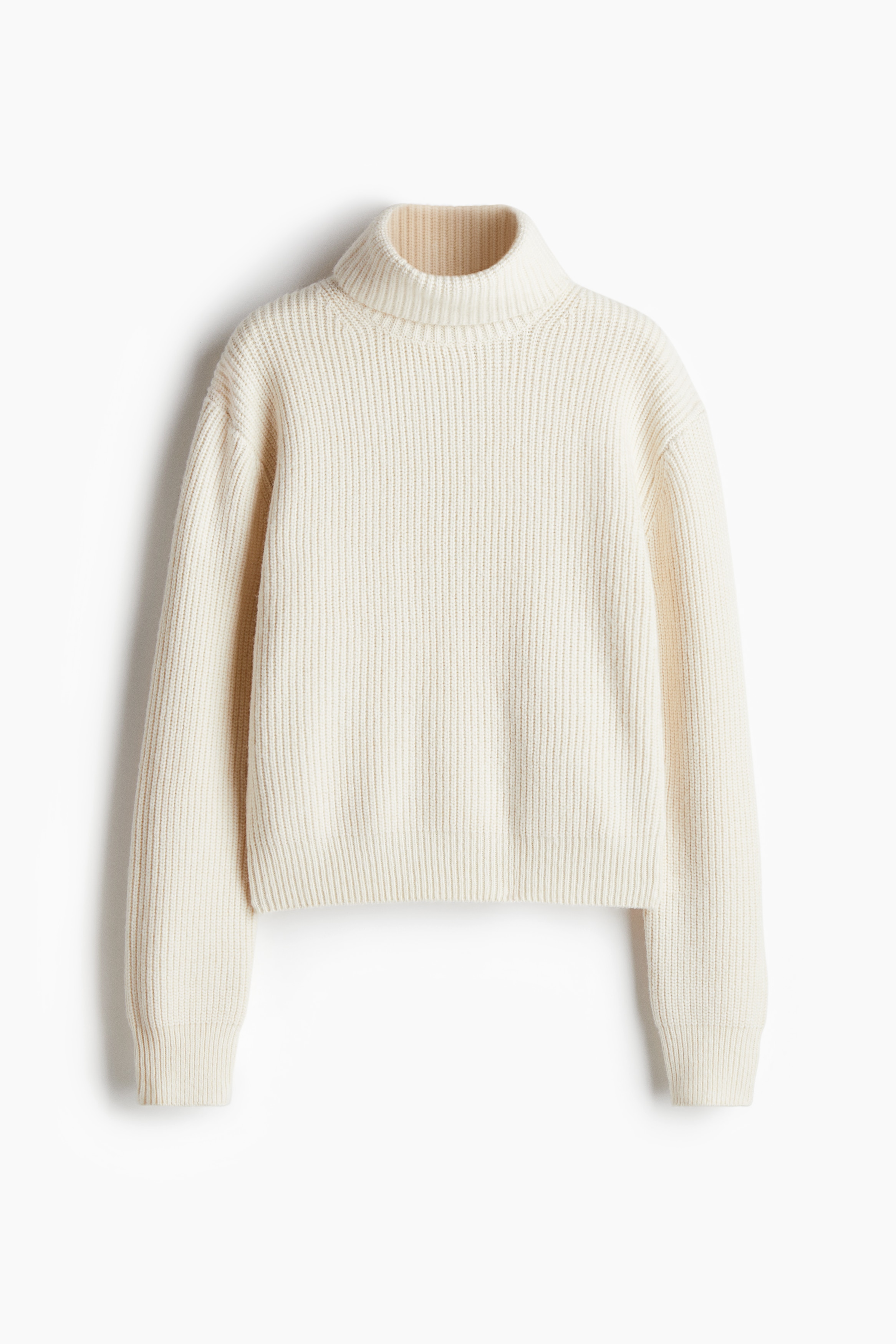 Ladies - Cream Rib-knit polo-neck jumper - Size: S  - H&M
