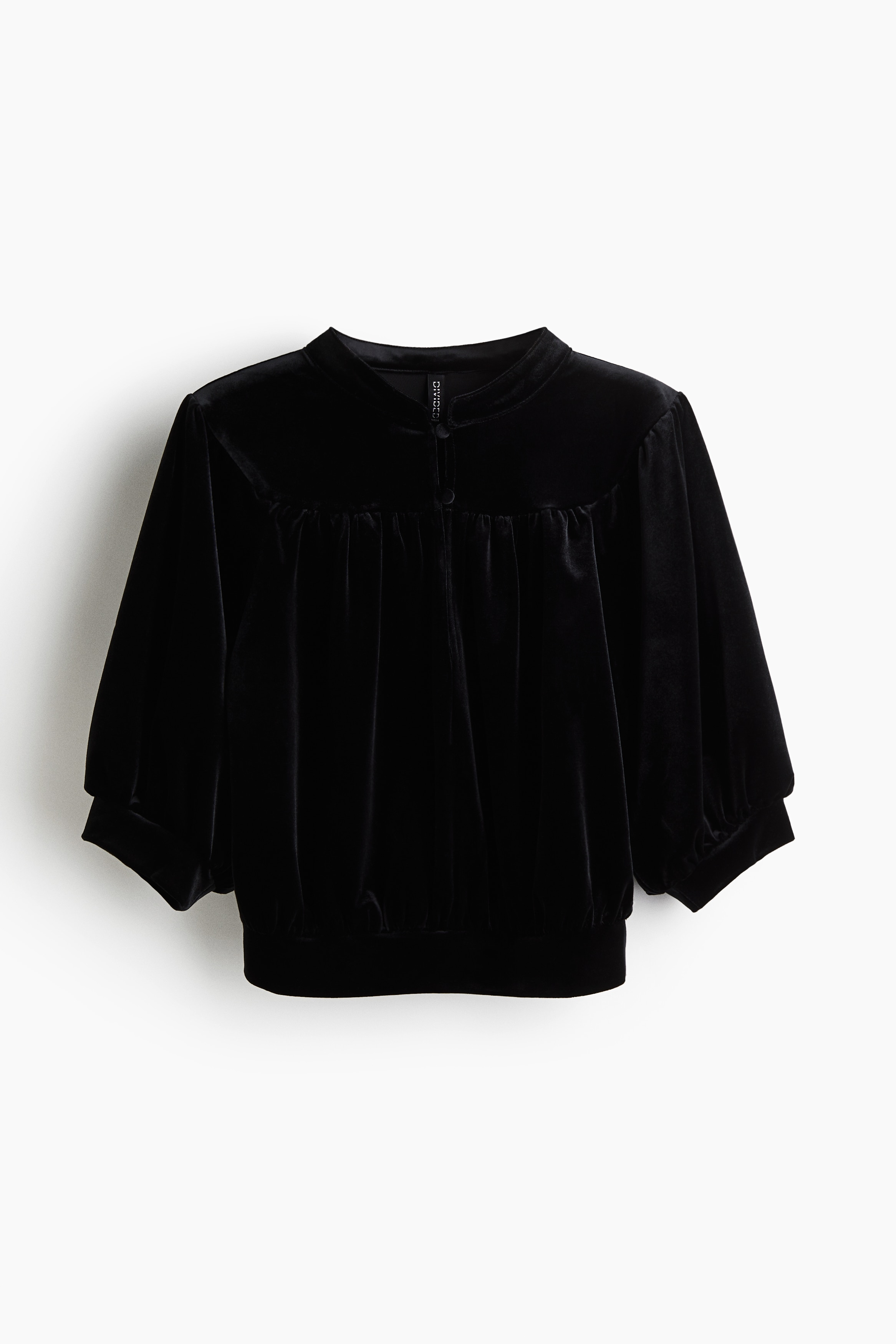 meer. ROUND CUTTING VELOUR TOP(BLK) ベロア