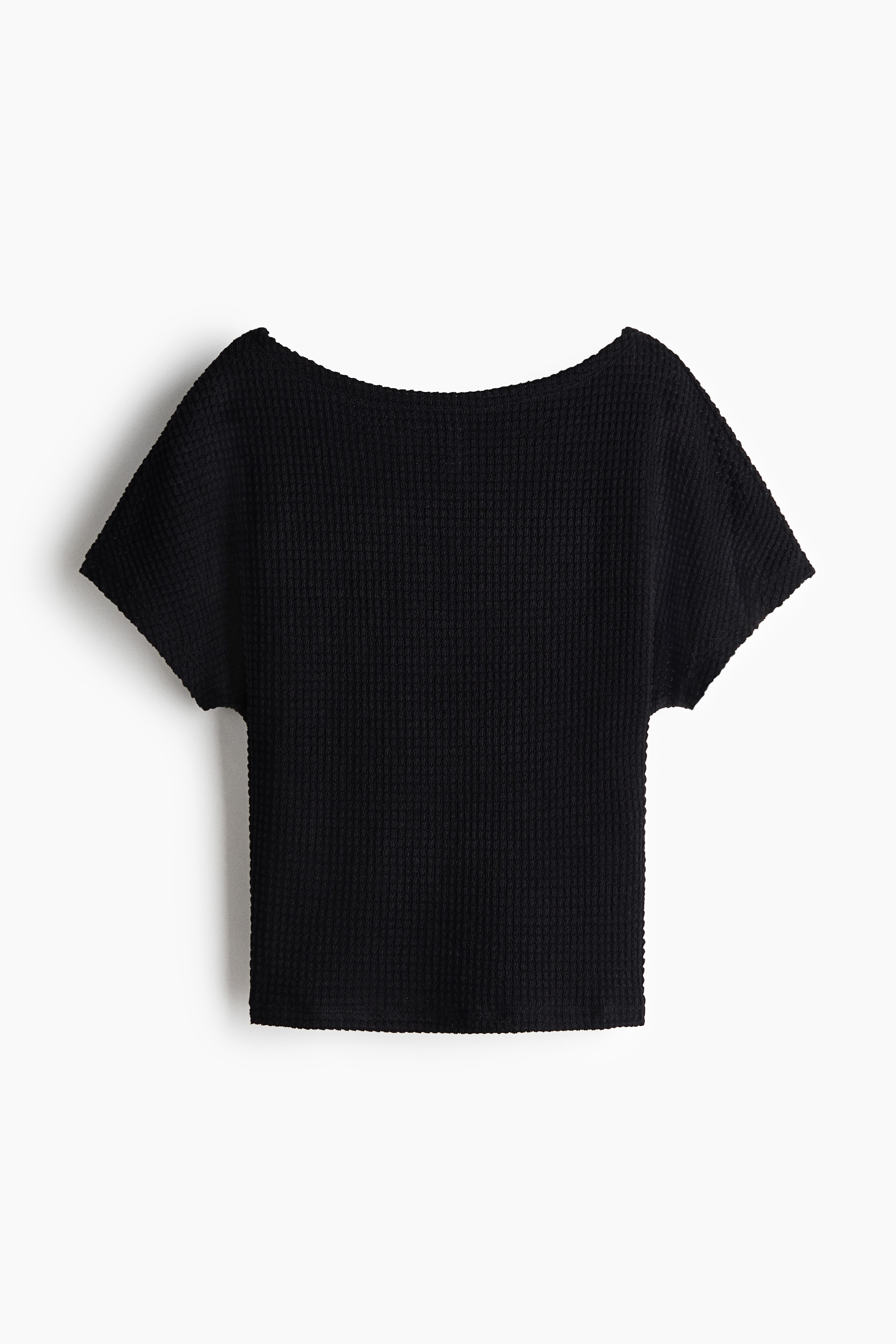 Batwing-sleeved jersey top - Noir/Vert olive foncé/Blanc