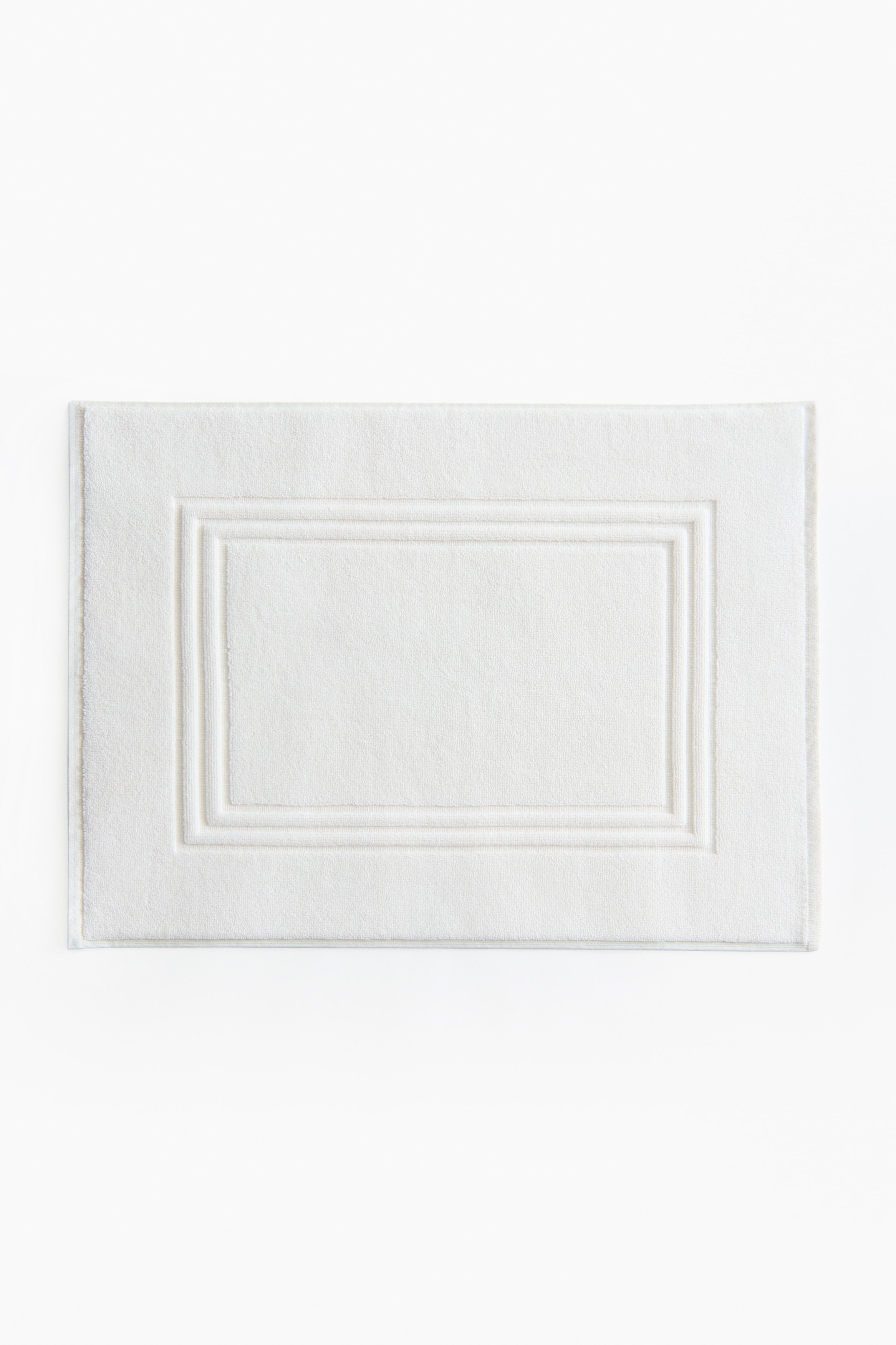 Cotton terry bath mat - White/Light beige