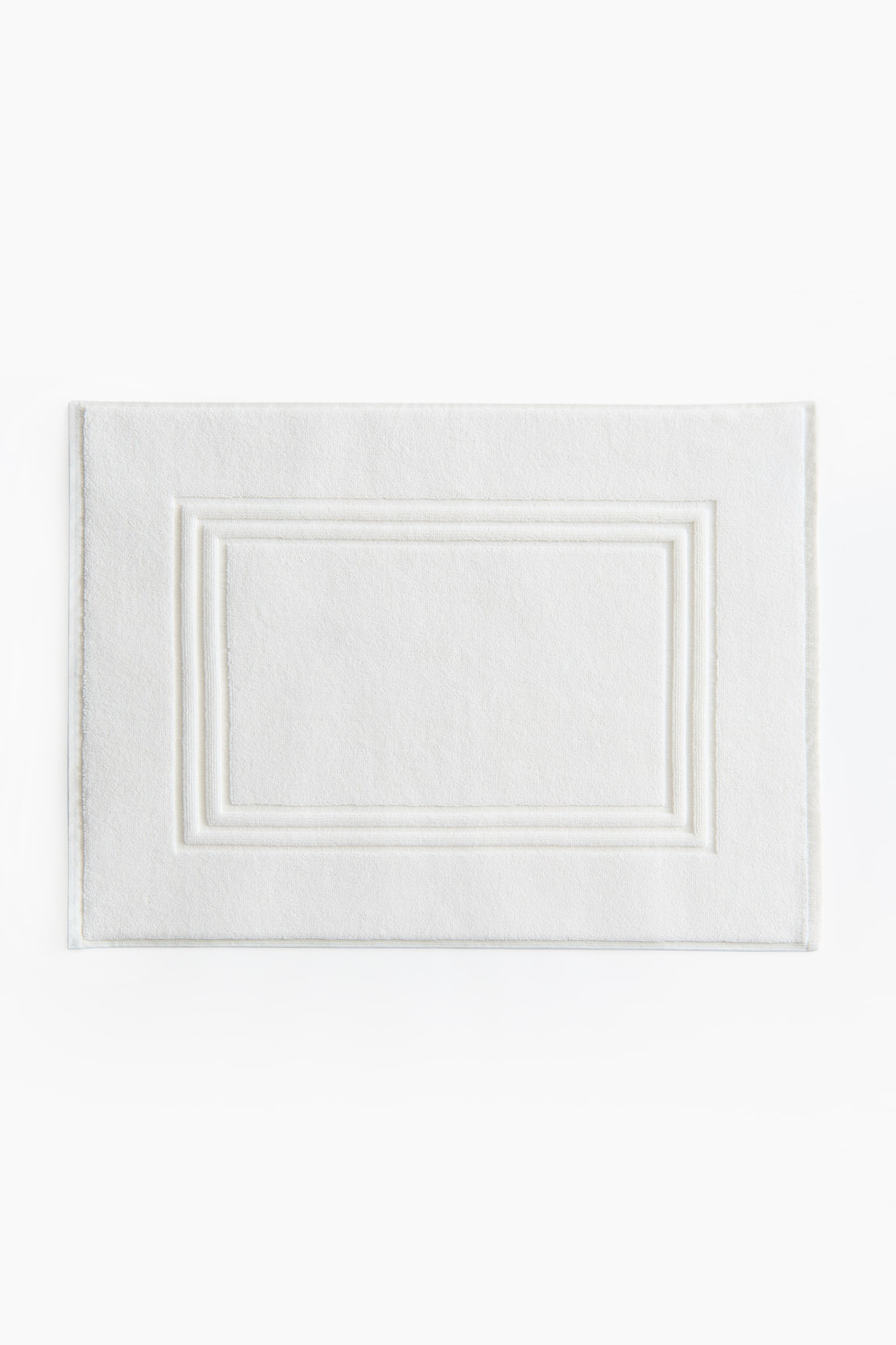 Cotton Terry Bath Mat - White/Light beige - 1