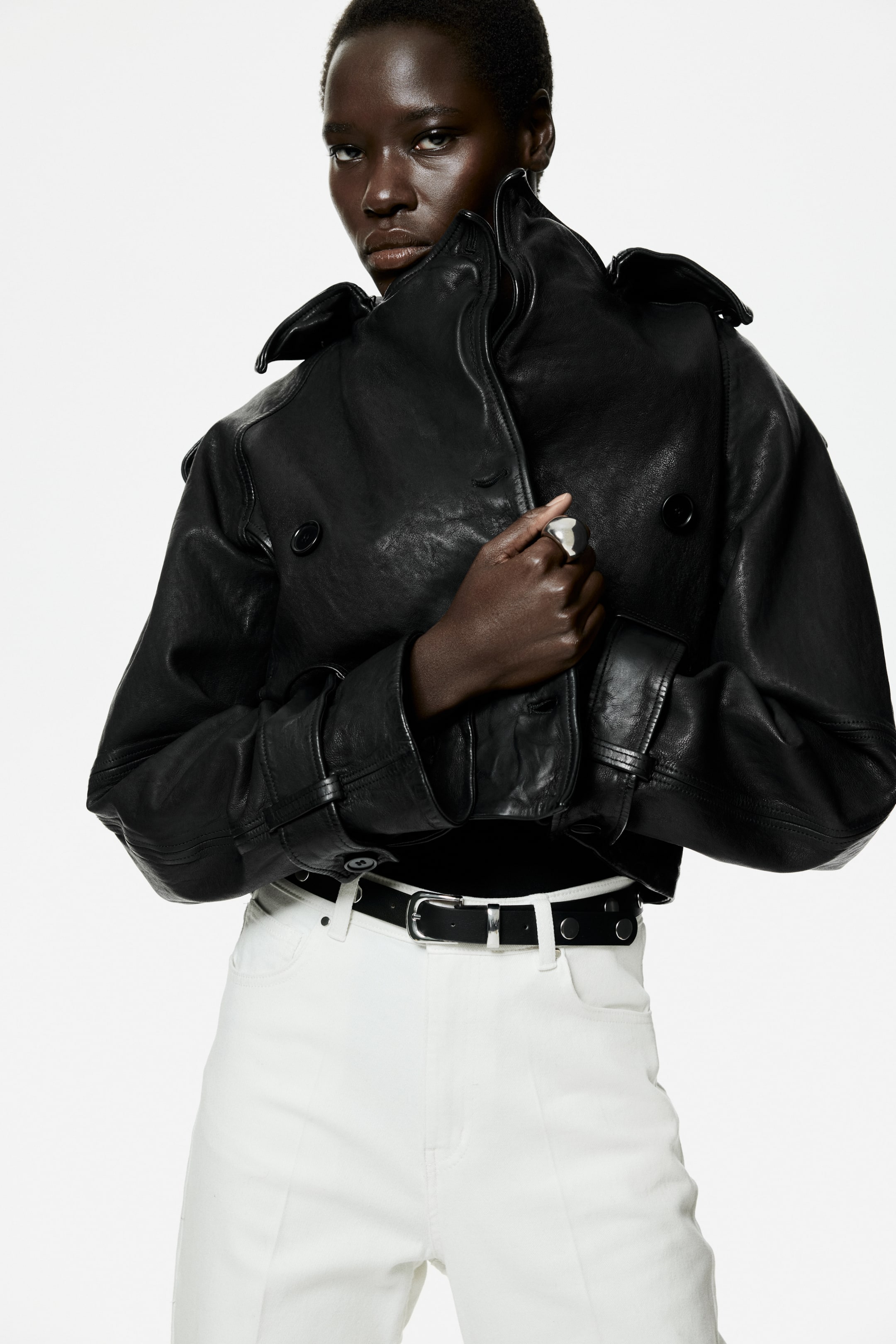 View larger image: Belted bootcut trousers - White - Ladies | H&M 1