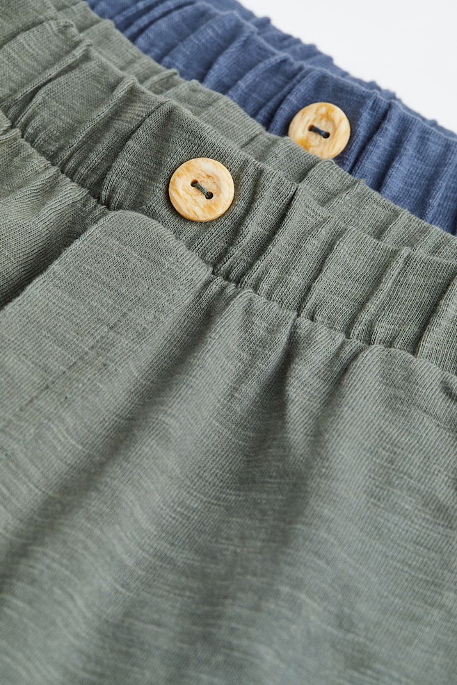 2-pack slub jersey trousers - Sage green marl/Blue marl - 3