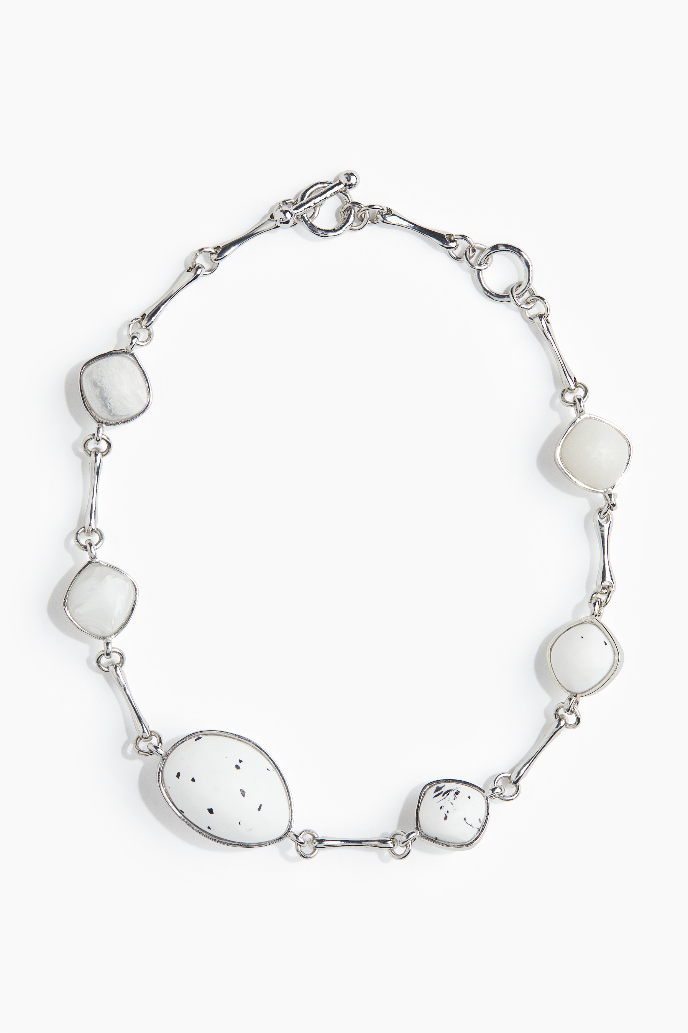 Adorned necklace - White/Marbled