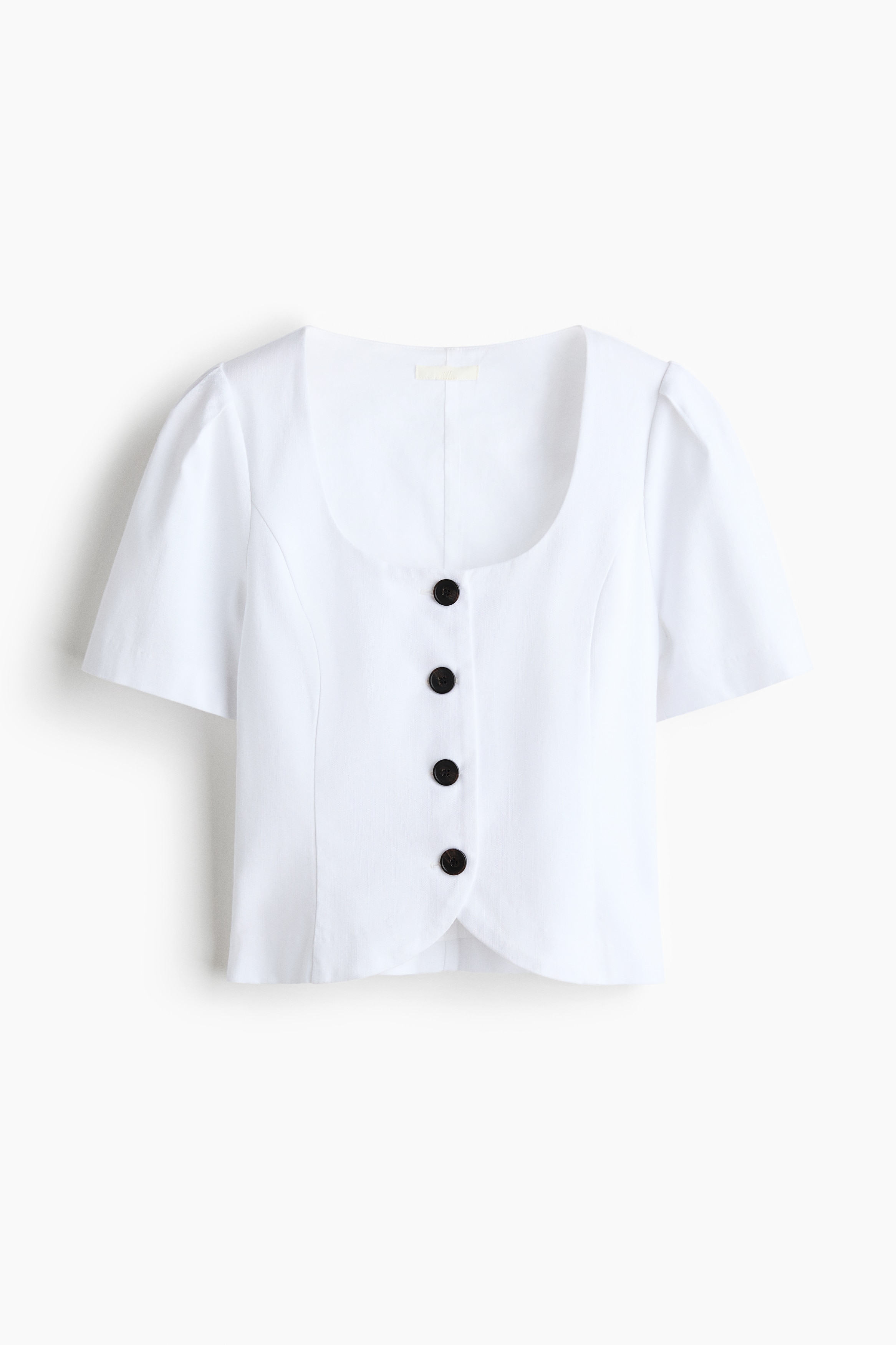 Scoop-Neck Blouse - White