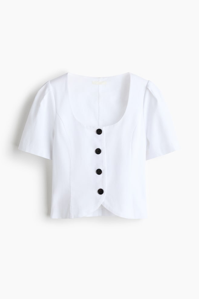 Blouse à encolure dégagée - Blanc - 1