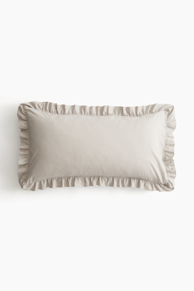 Ruffle-Trimmed Cotton Cushion Cover - Light taupe/Powder pink/Light blue/White - 1