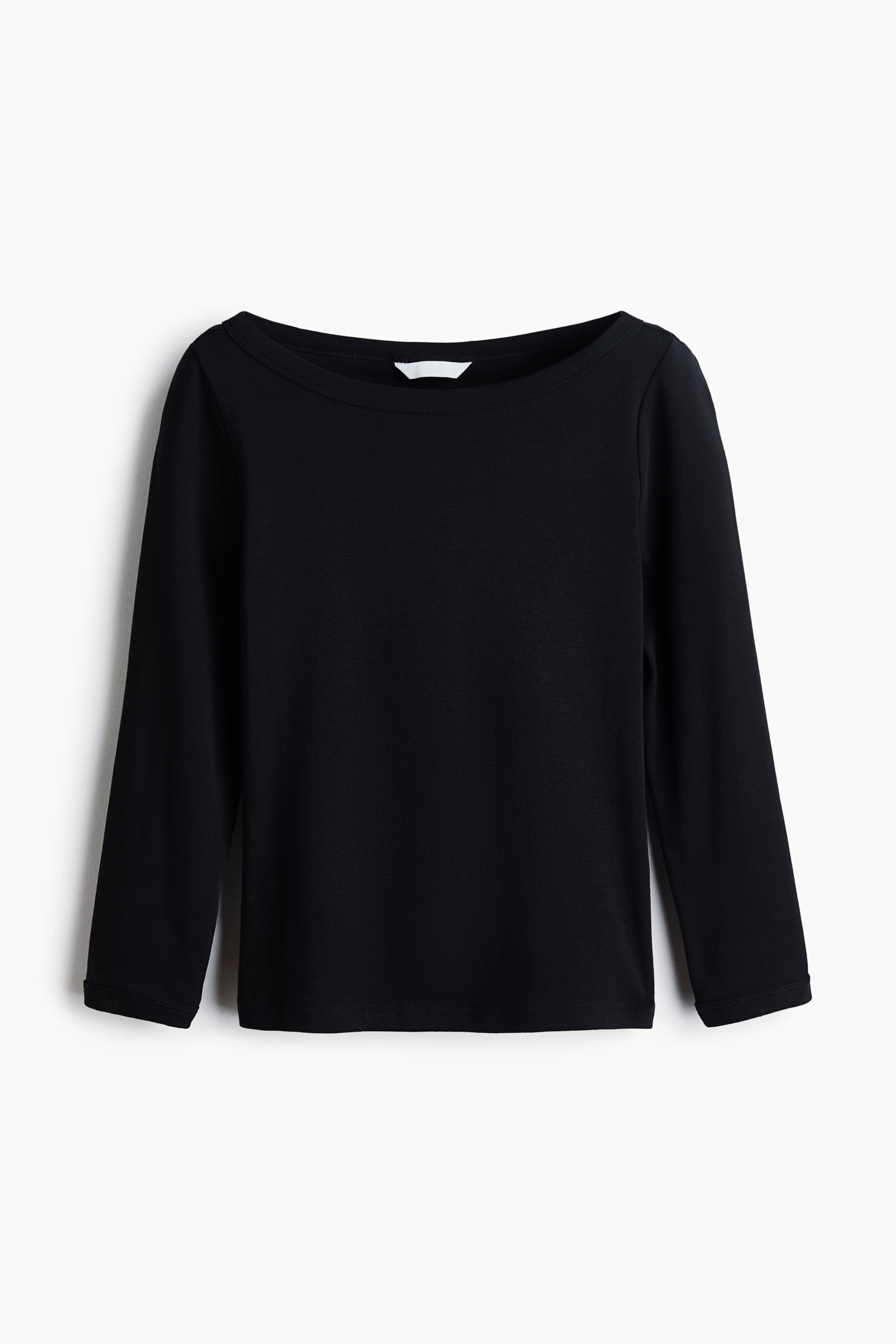 Long-Sleeved Boat-Neck Top