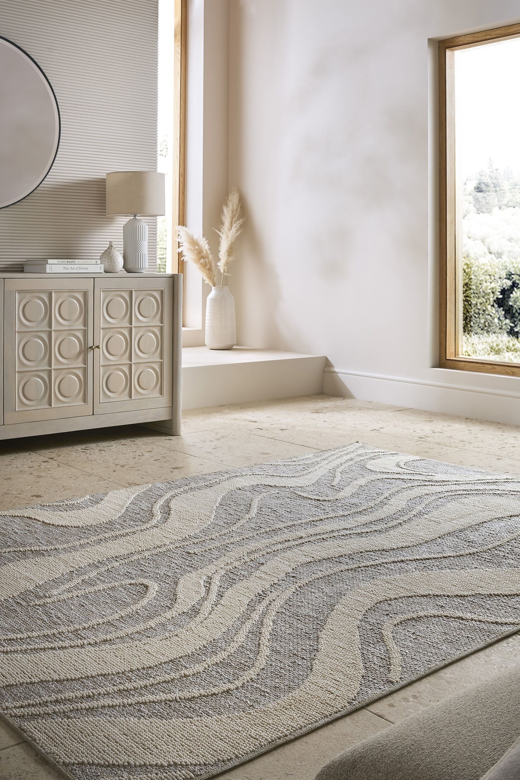 Calder Washable Recycled Abstract Rug - Grey