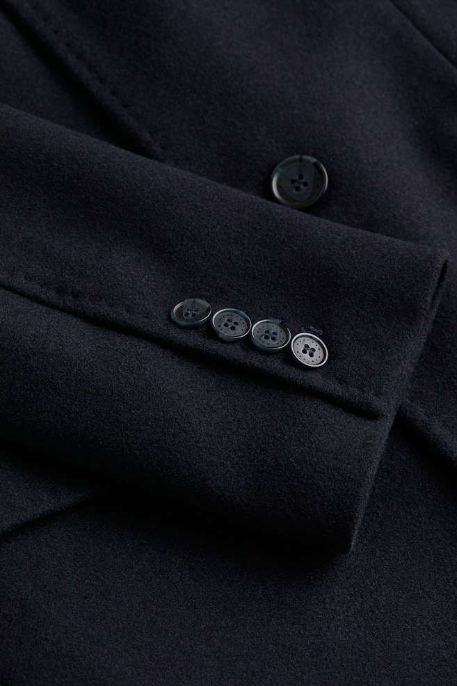 Frakke i uldblanding - Mørkeblå/Mørk beige - 5