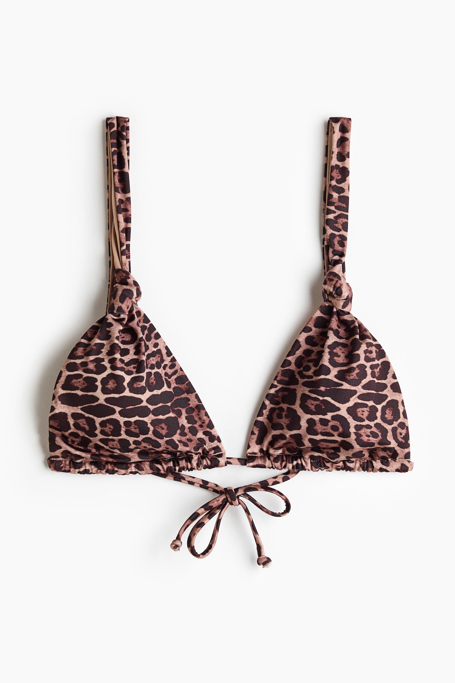Wattiertes Triangel-Bikinitop - Hellbeige/Leopardenprint/Braun/Schwarz - 1