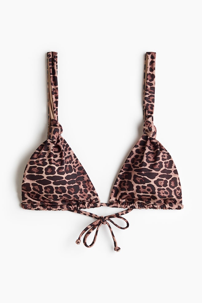 Wattiertes Triangel-Bikinitop - Hellbeige/Leopardenprint/Braun/Schwarz - 1